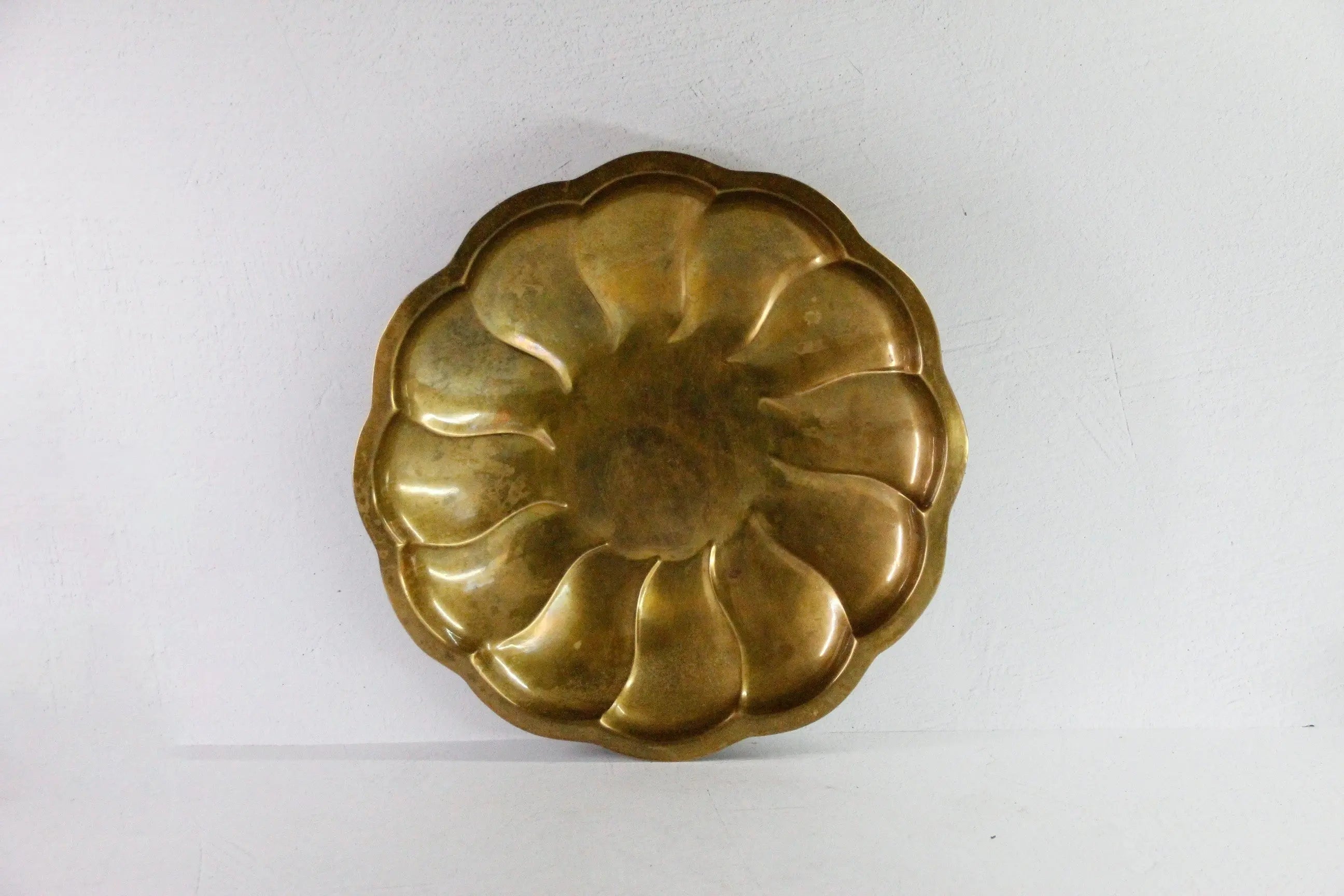 Vintage Brass Bowl | Large Scalloped Decorative Centerpiece  Debra Hall Lifestyle