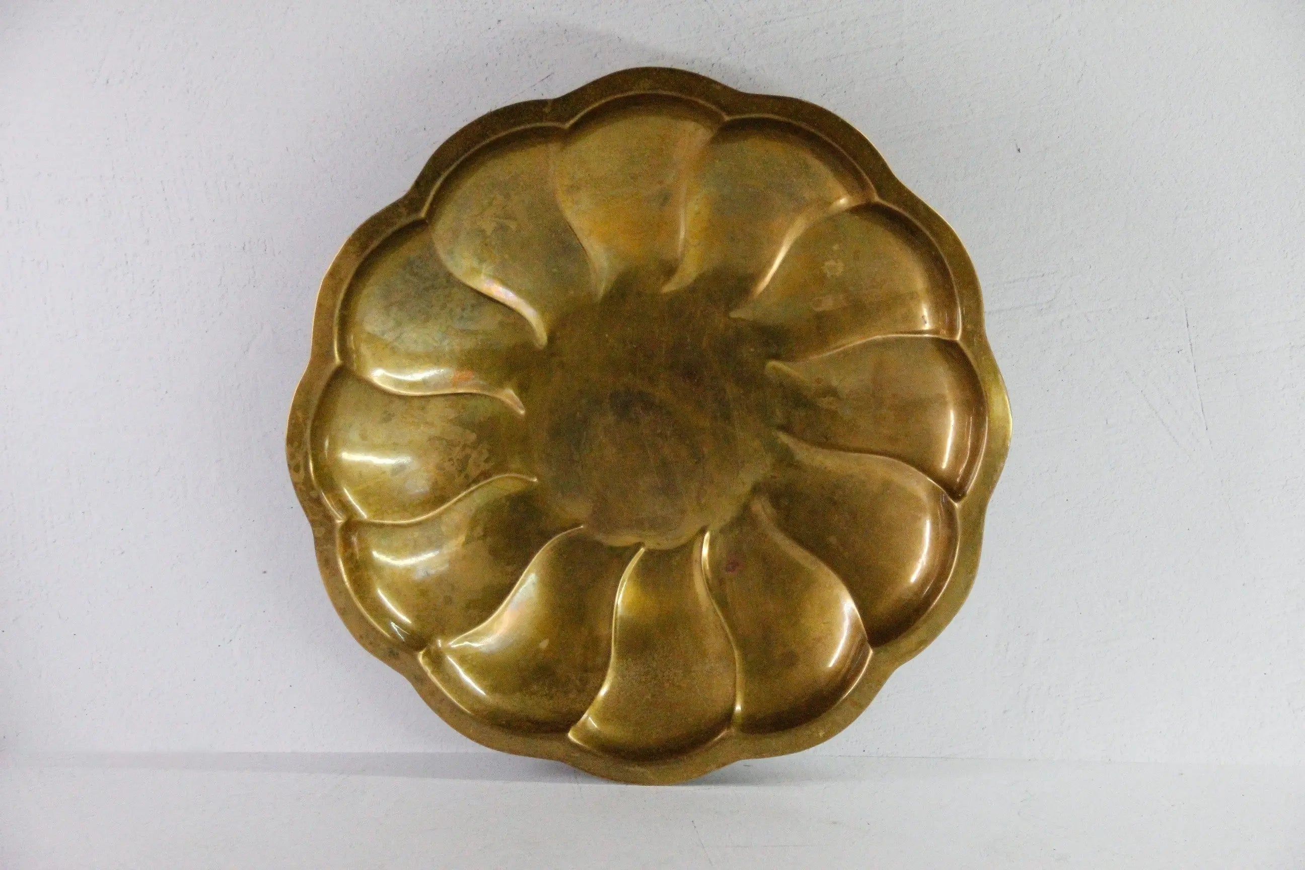 Vintage Brass Bowl | Large Scalloped Decorative Centerpiece  Debra Hall Lifestyle