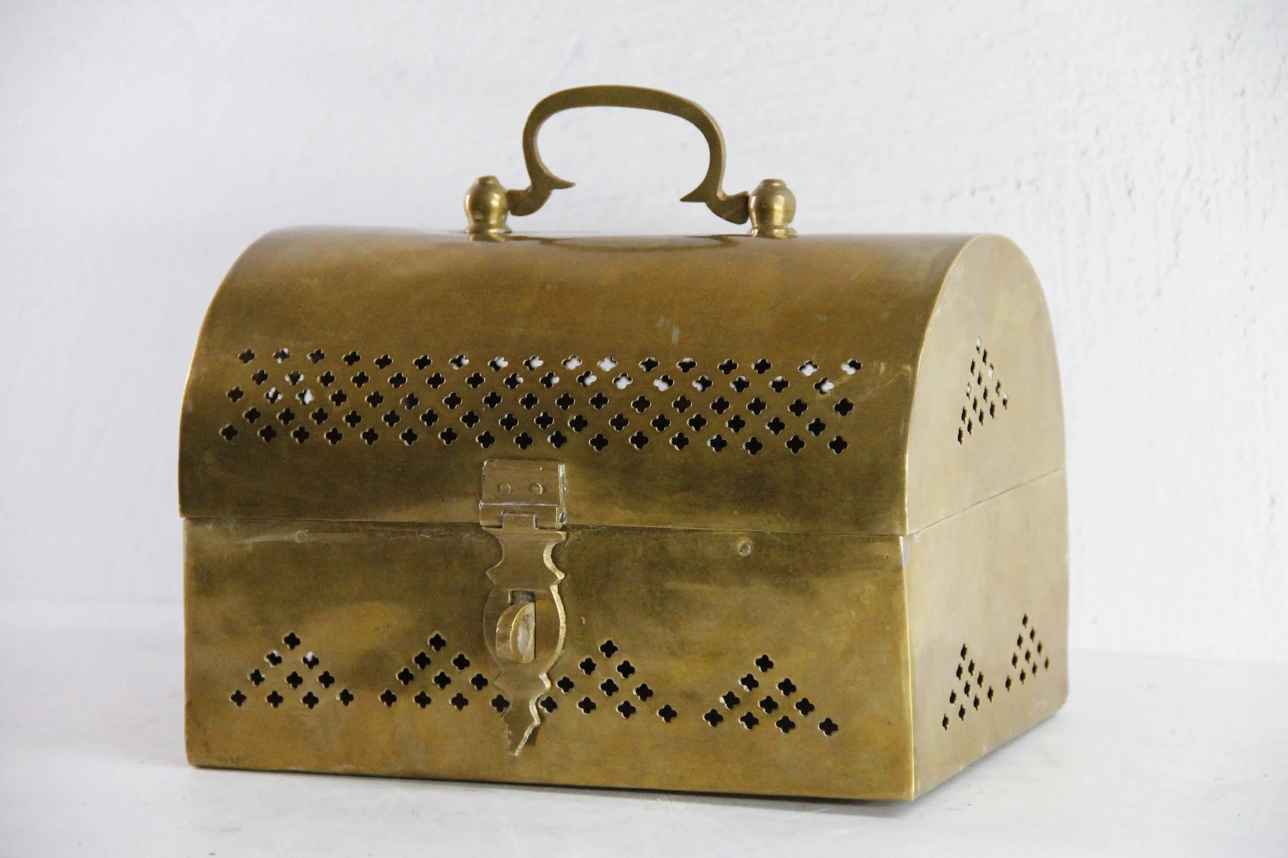 Vintage Brass Box | Large Storage Chest Lunch Pail  Debra Hall Lifestyle