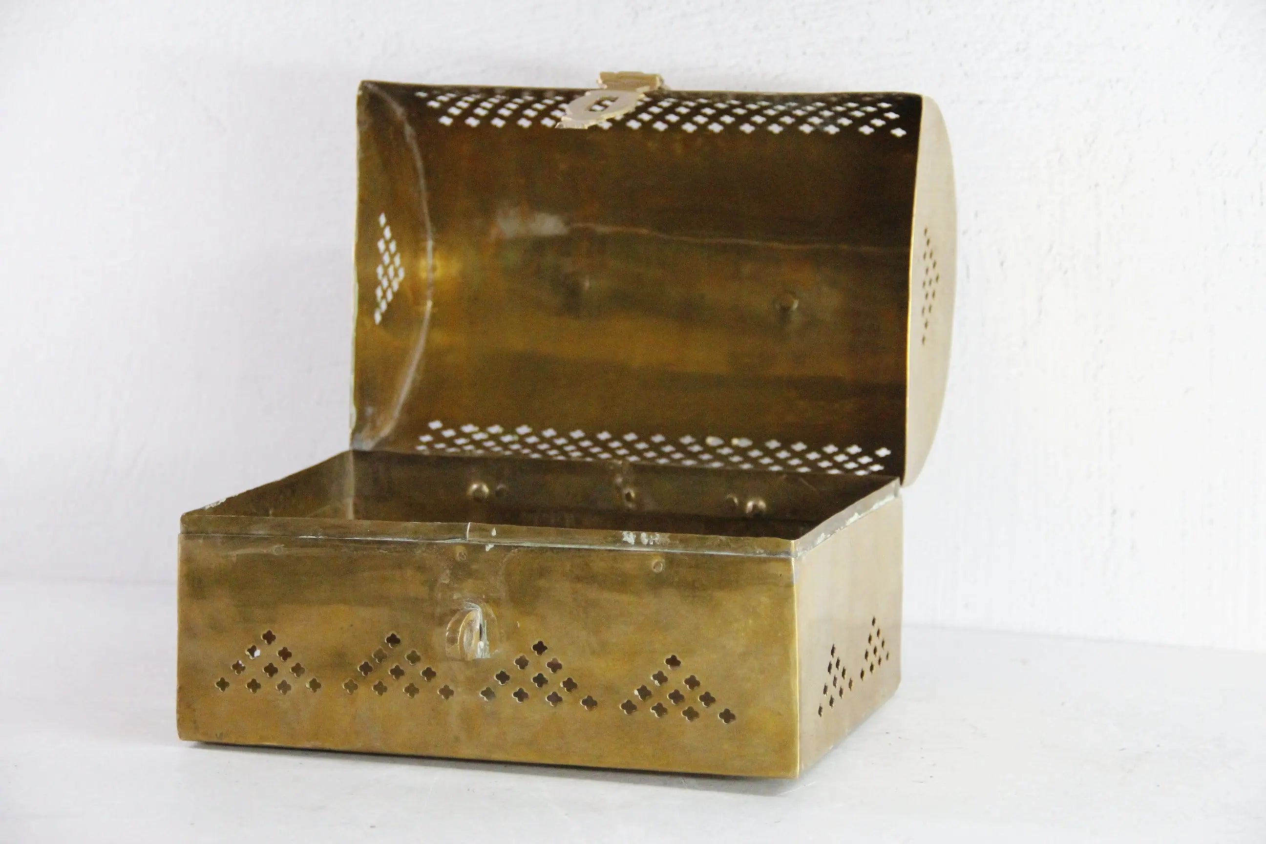 Vintage Brass Box | Large Storage Chest Lunch Pail  Debra Hall Lifestyle