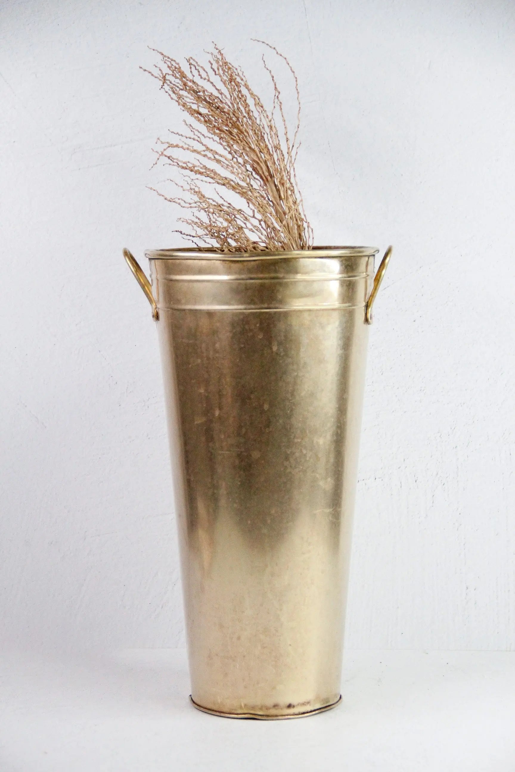 Vintage Brass Bucket | Flower Market Vase Floor Stand  Debra Hall Lifestyle