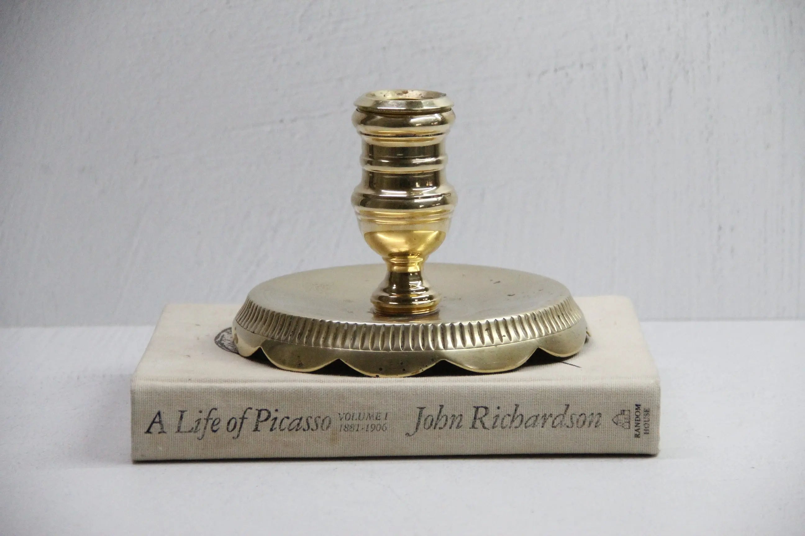 Vintage Brass Candle Holder-Large Heavy Unlacquered Brass  Debra Hall Lifestyle