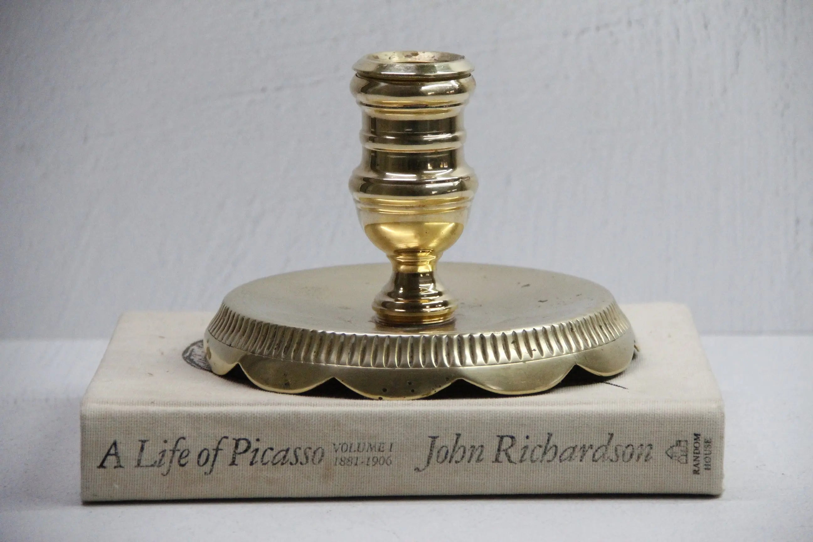 Vintage Brass Candle Holder-Large Heavy Unlacquered Brass  Debra Hall Lifestyle