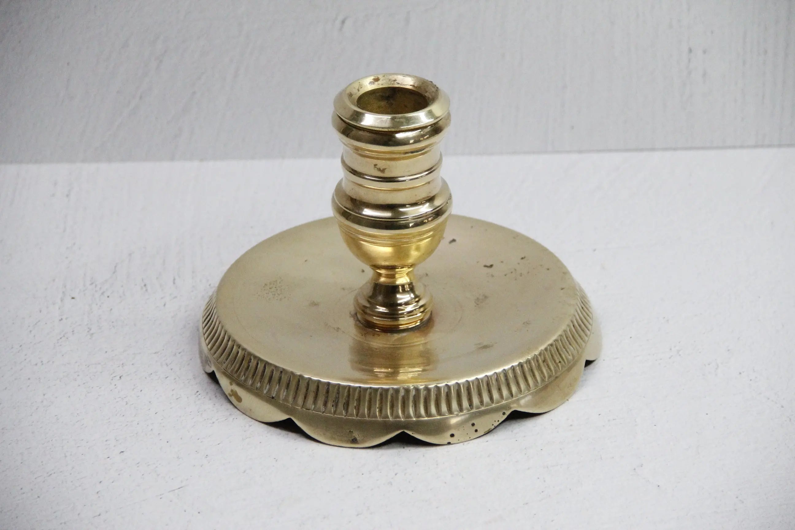 Vintage Brass Candle Holder-Large Heavy Unlacquered Brass  Debra Hall Lifestyle