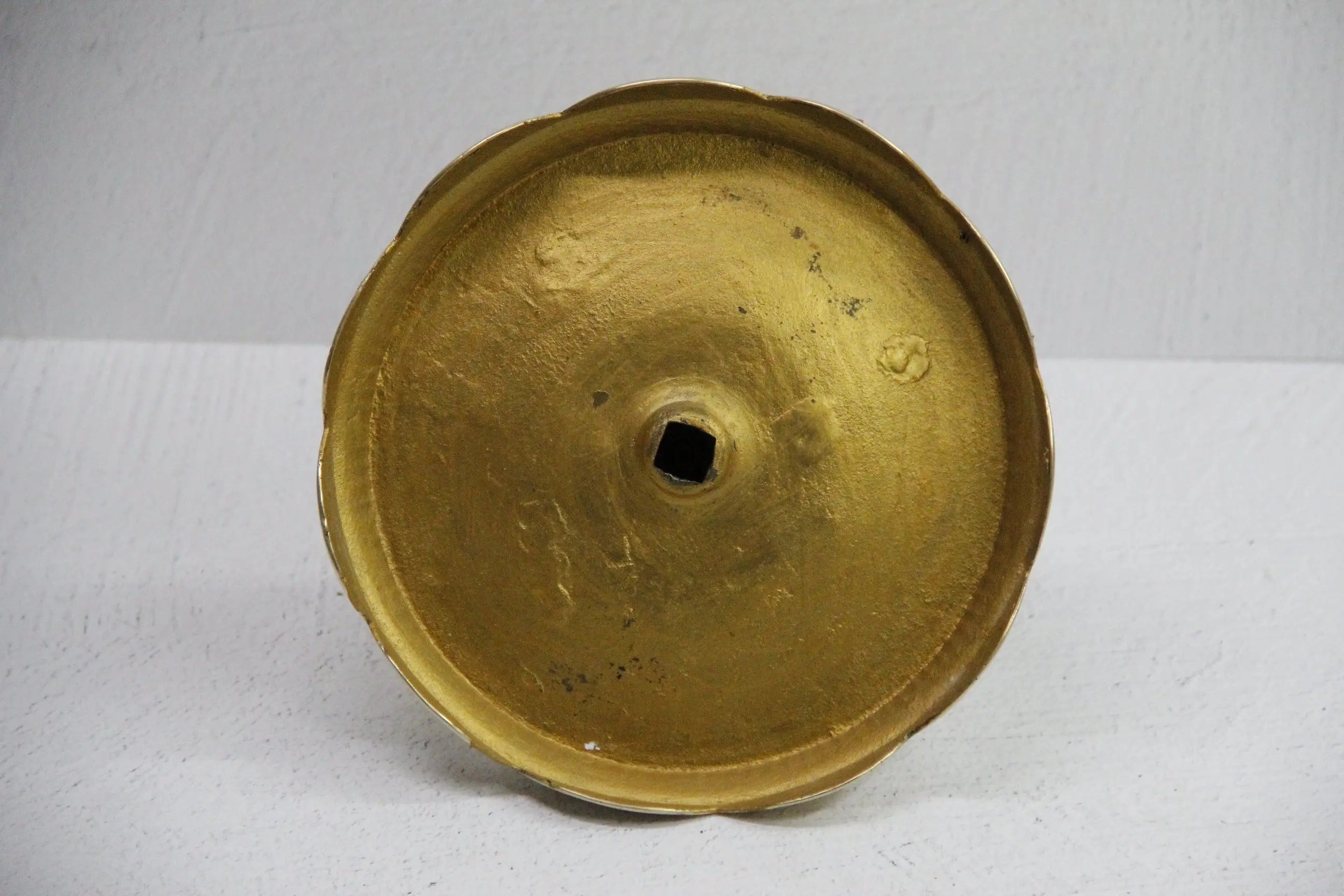 Vintage Brass Candle Holder-Large Heavy Unlacquered Brass  Debra Hall Lifestyle