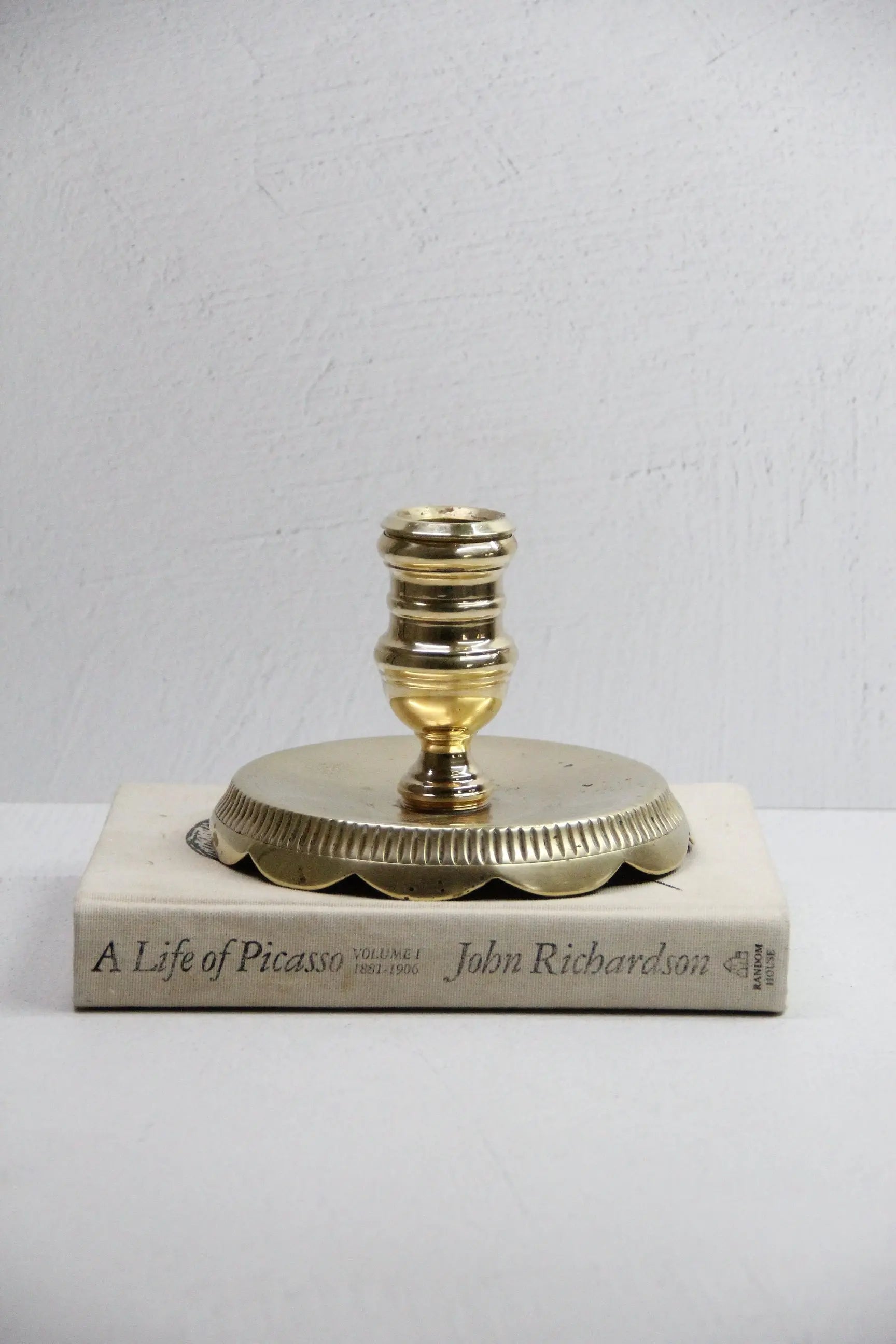 Vintage Brass Candle Holder-Large Heavy Unlacquered Brass  Debra Hall Lifestyle