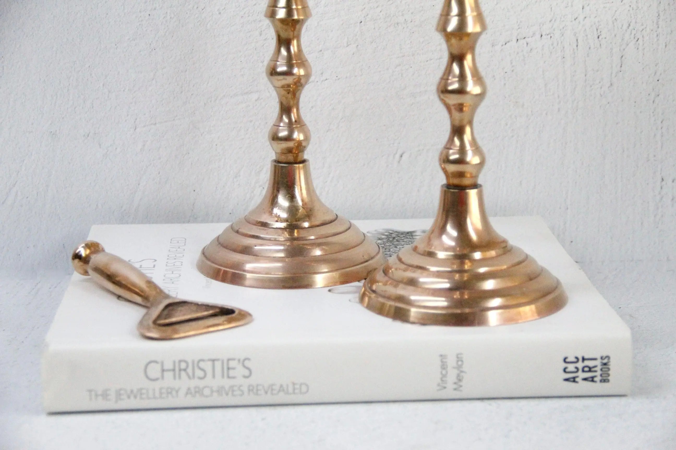 Vintage Brass Candle Holders | Tall Candlestick Pair  Debra Hall Lifestyle
