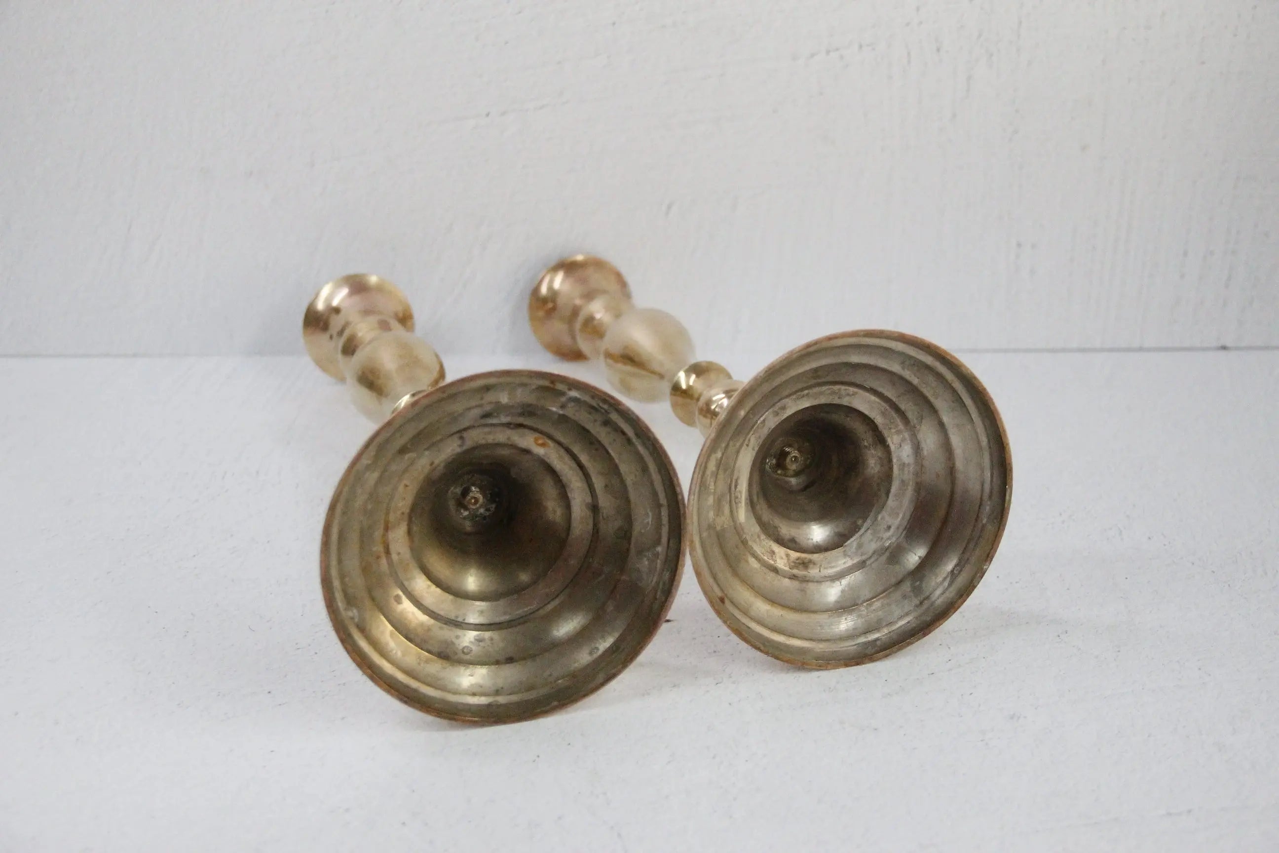 Vintage Brass Candle Holders | Tall Candlestick Pair  Debra Hall Lifestyle