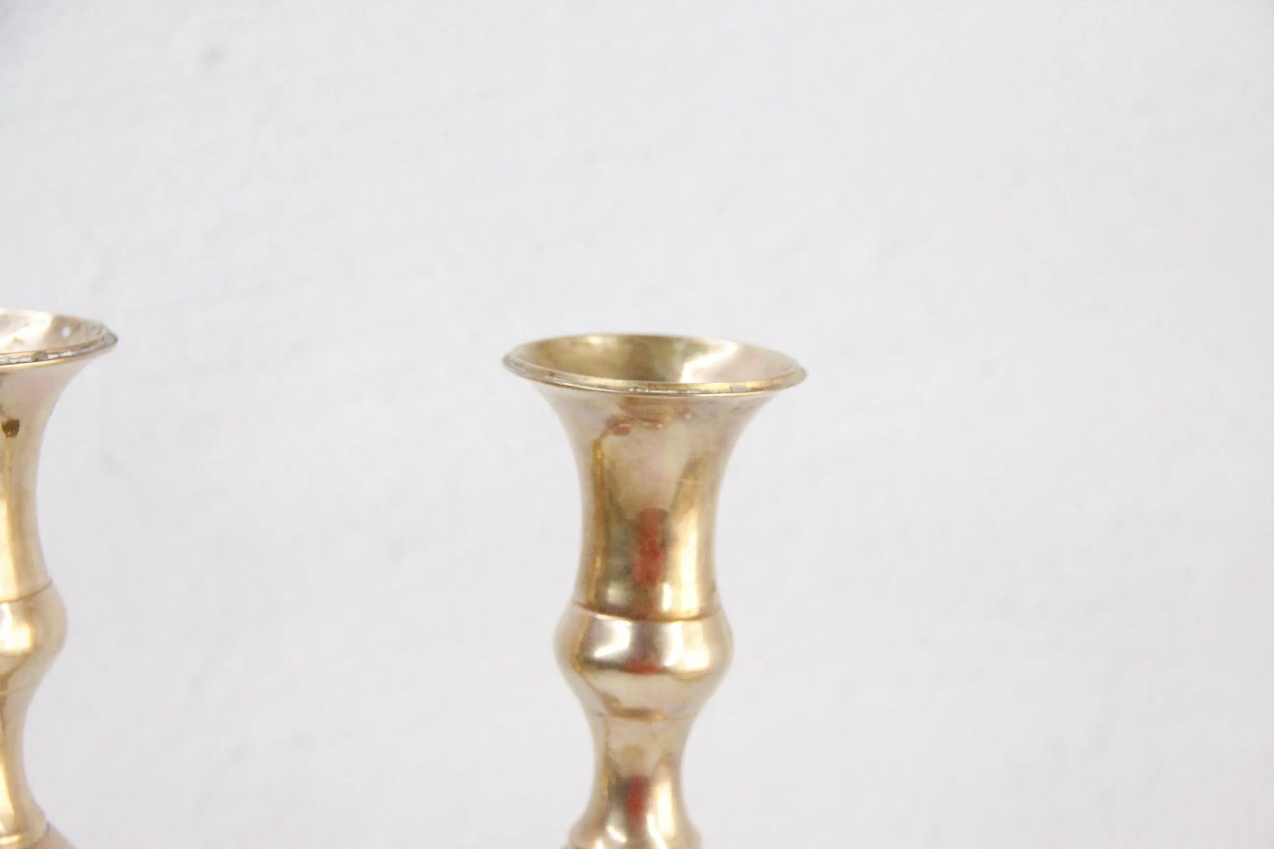 Vintage Brass Candle Holders | Tall Candlestick Pair  Debra Hall Lifestyle