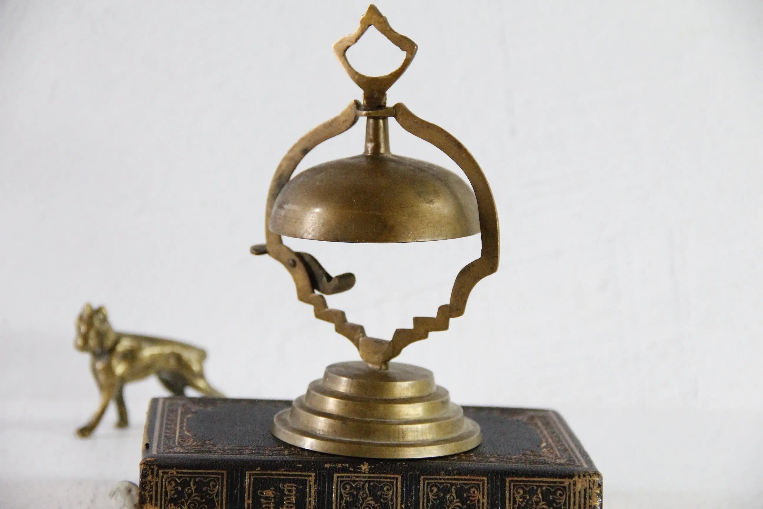 Vintage Brass Desk Bell | Hotel Concierge Call Bell  Debra Hall Lifestyle