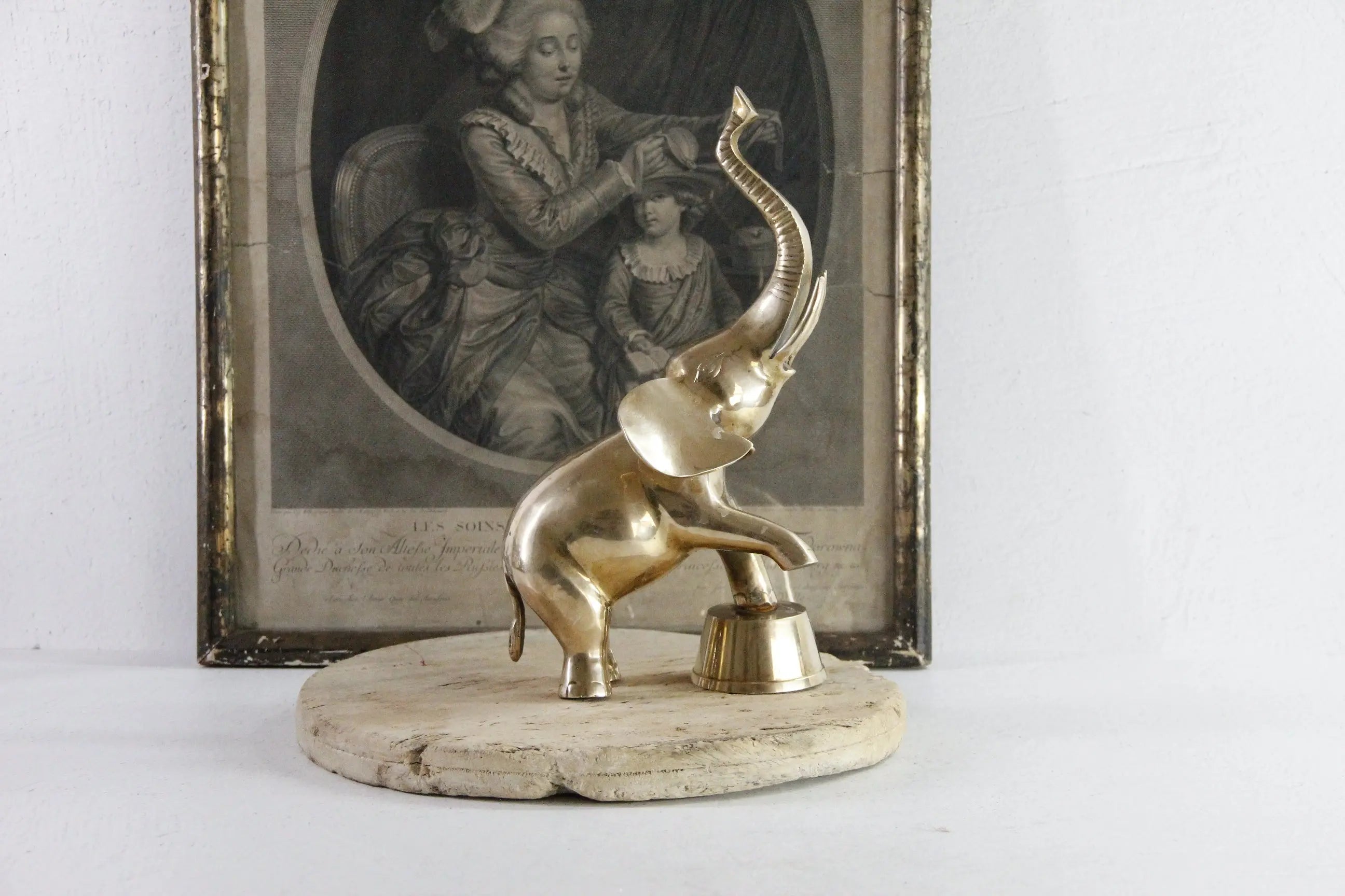 Vintage Brass Elephant | Large Figural Trunk Up Circus