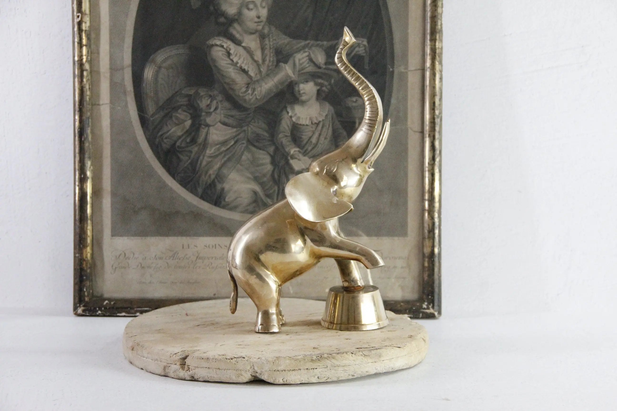 Vintage Brass Elephant | Large Figural Trunk Up Circus