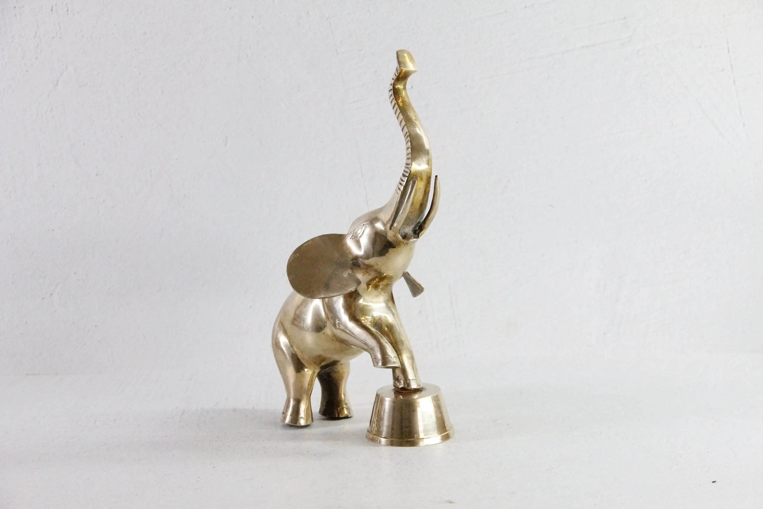 Vintage Brass Elephant | Large Figural Trunk Up Circus