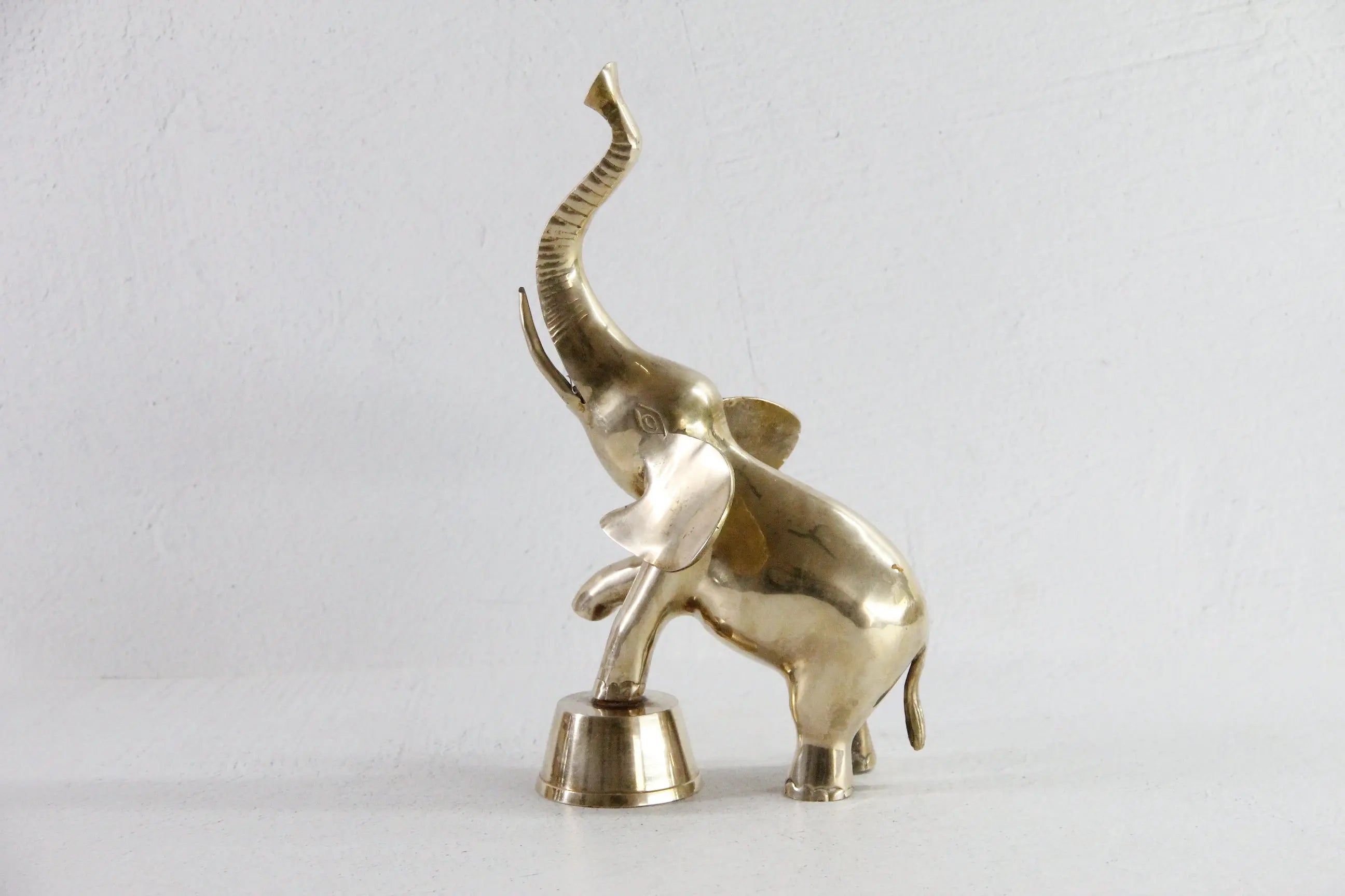 Vintage Brass Elephant | Large Figural Trunk Up Circus