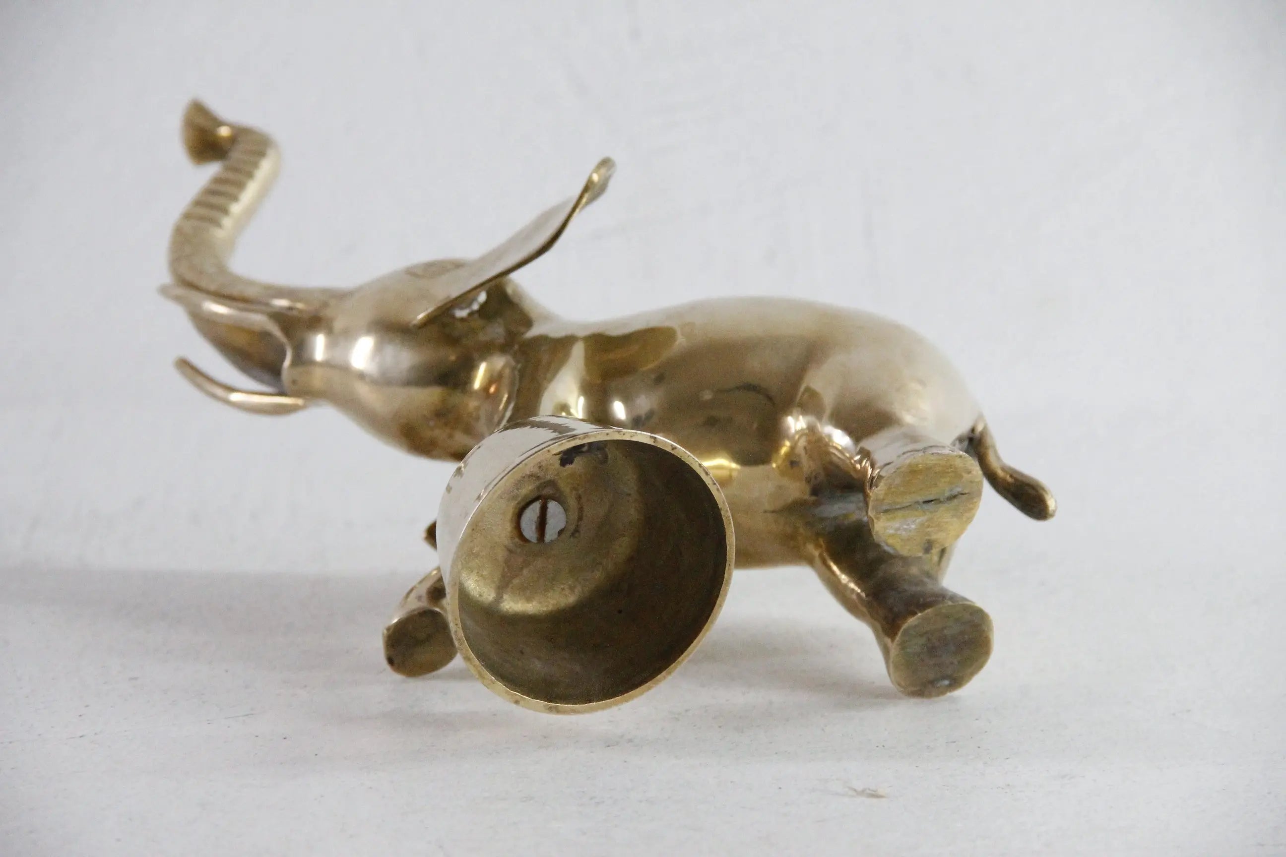 Vintage Brass Elephant | Large Figural Trunk Up Circus
