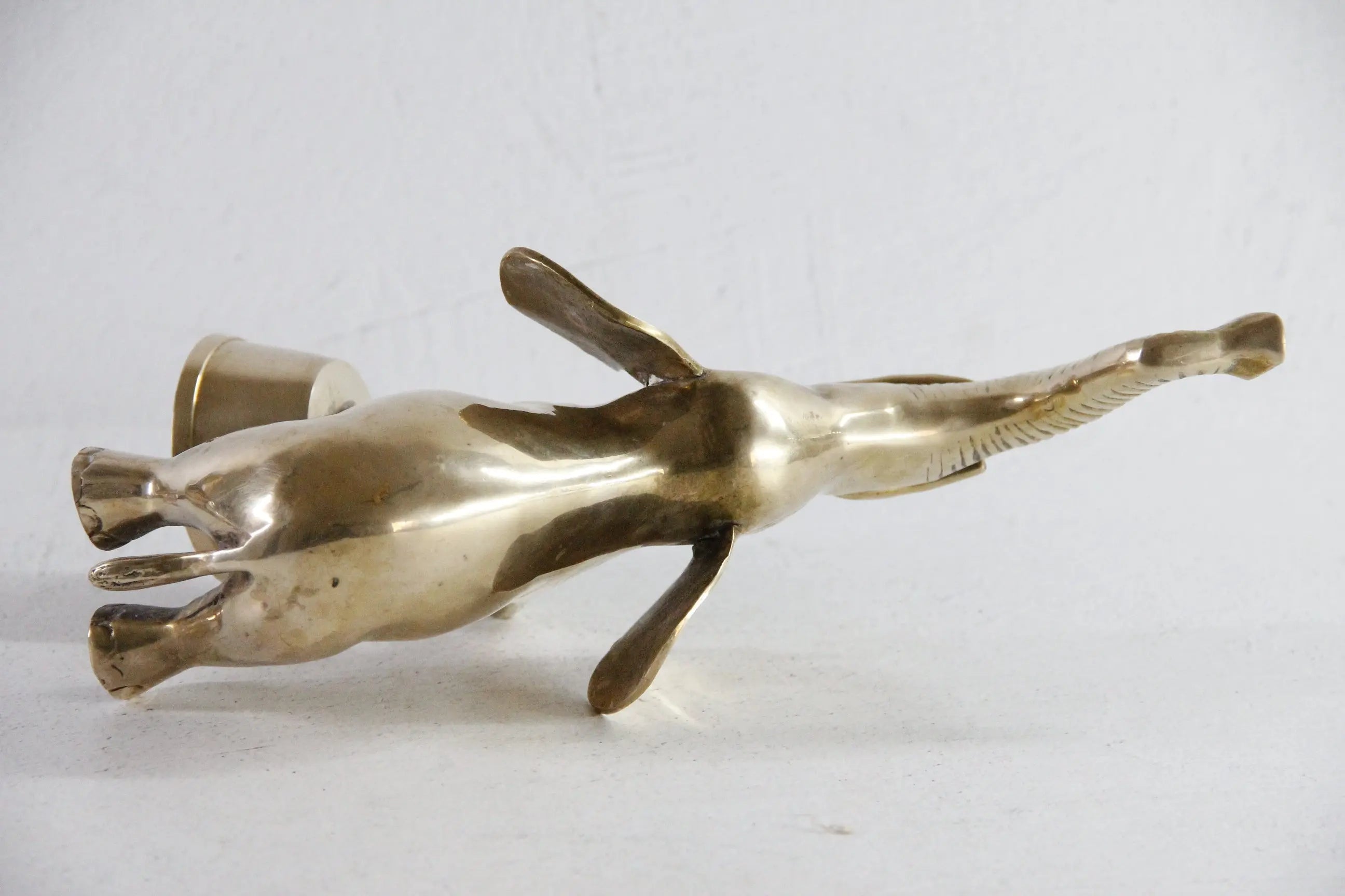 Vintage Brass Elephant | Large Figural Trunk Up Circus