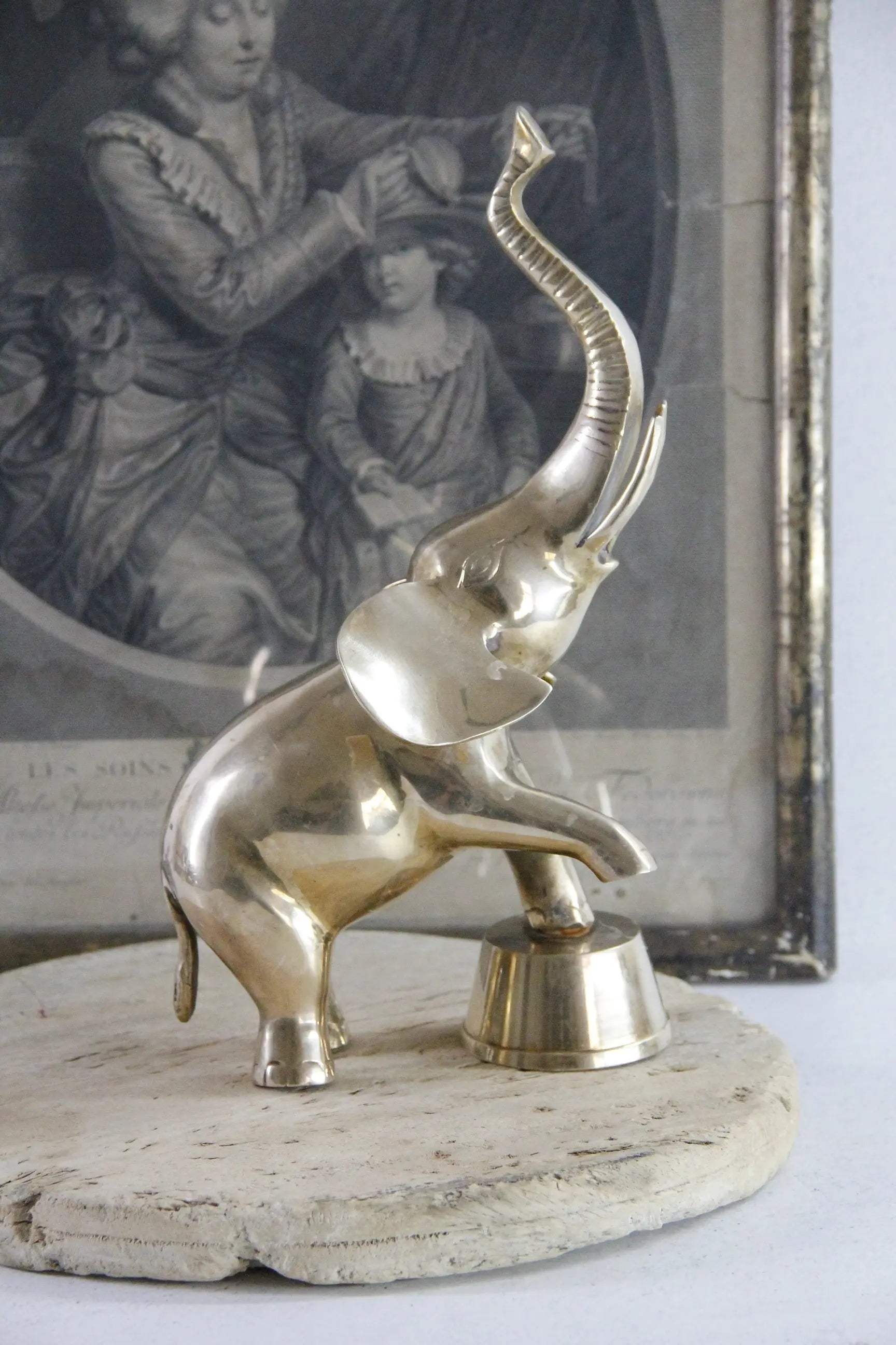 Vintage Brass Elephant | Large Figural Trunk Up Circus