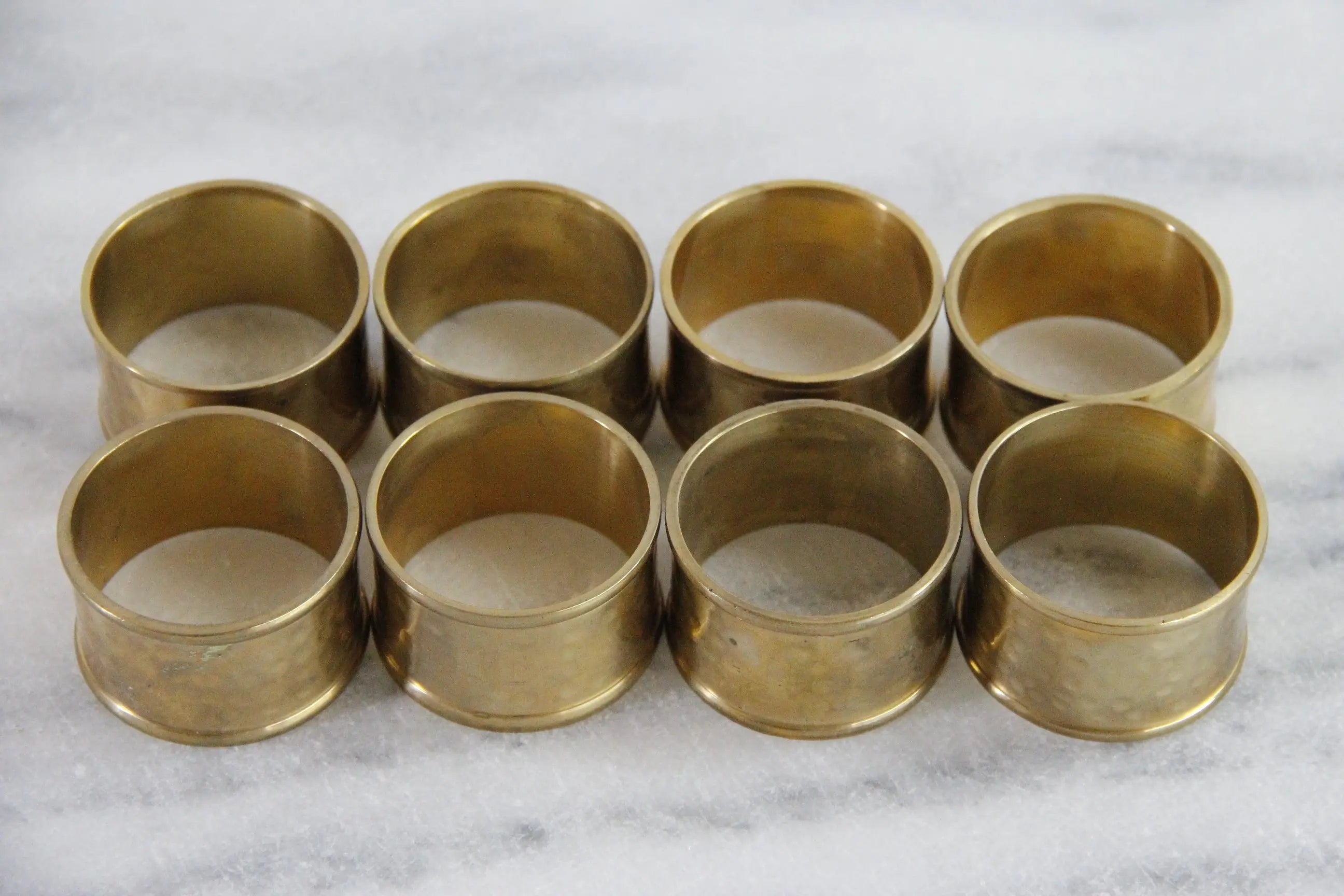 Vintage Brass Napkin Rings Hammered Set of 8 Holders