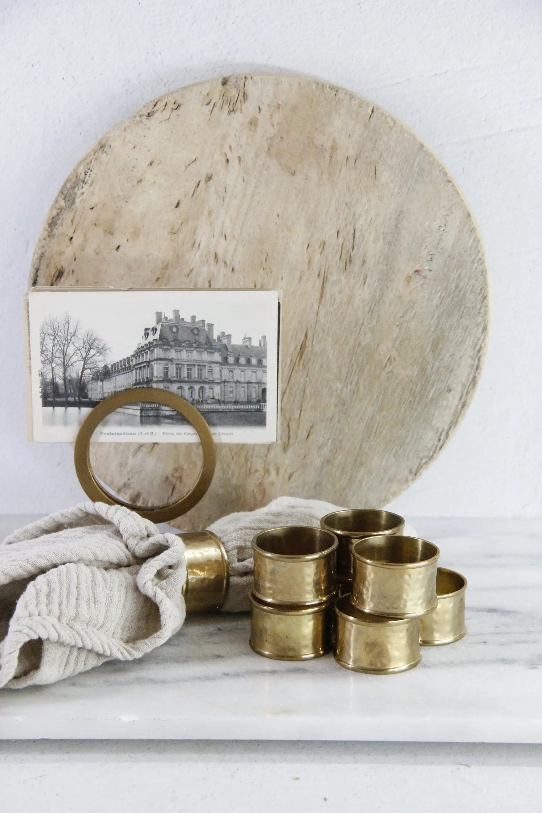 Vintage Brass Napkin Rings Hammered Set of 8 Holders