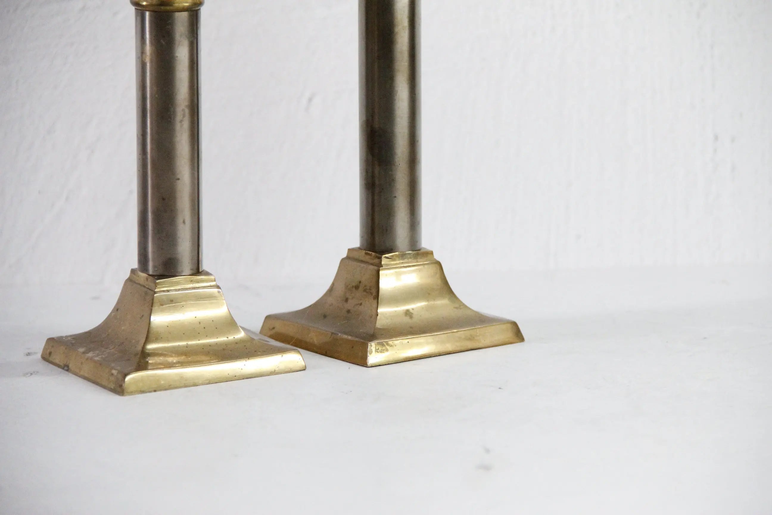 Vintage Brass Taper Candle Holders Set | Chrome Brass  Debra Hall Lifestyle