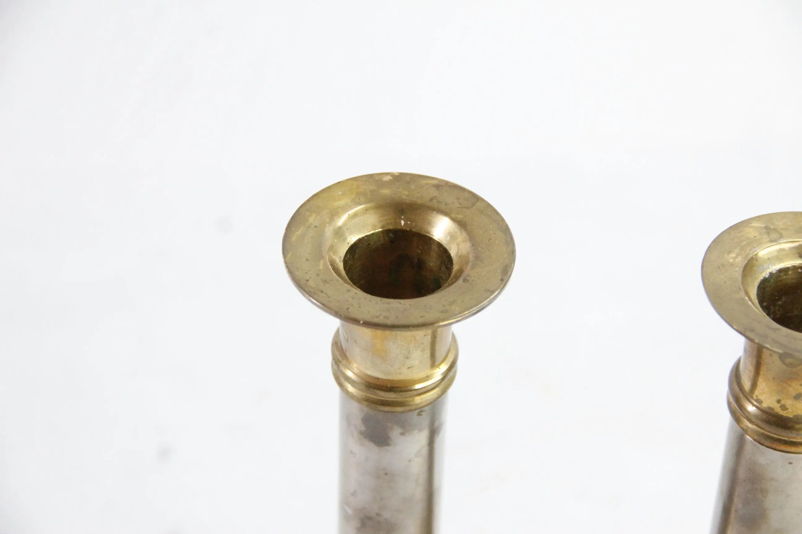 Vintage Brass Taper Candle Holders Set | Chrome Brass  Debra Hall Lifestyle