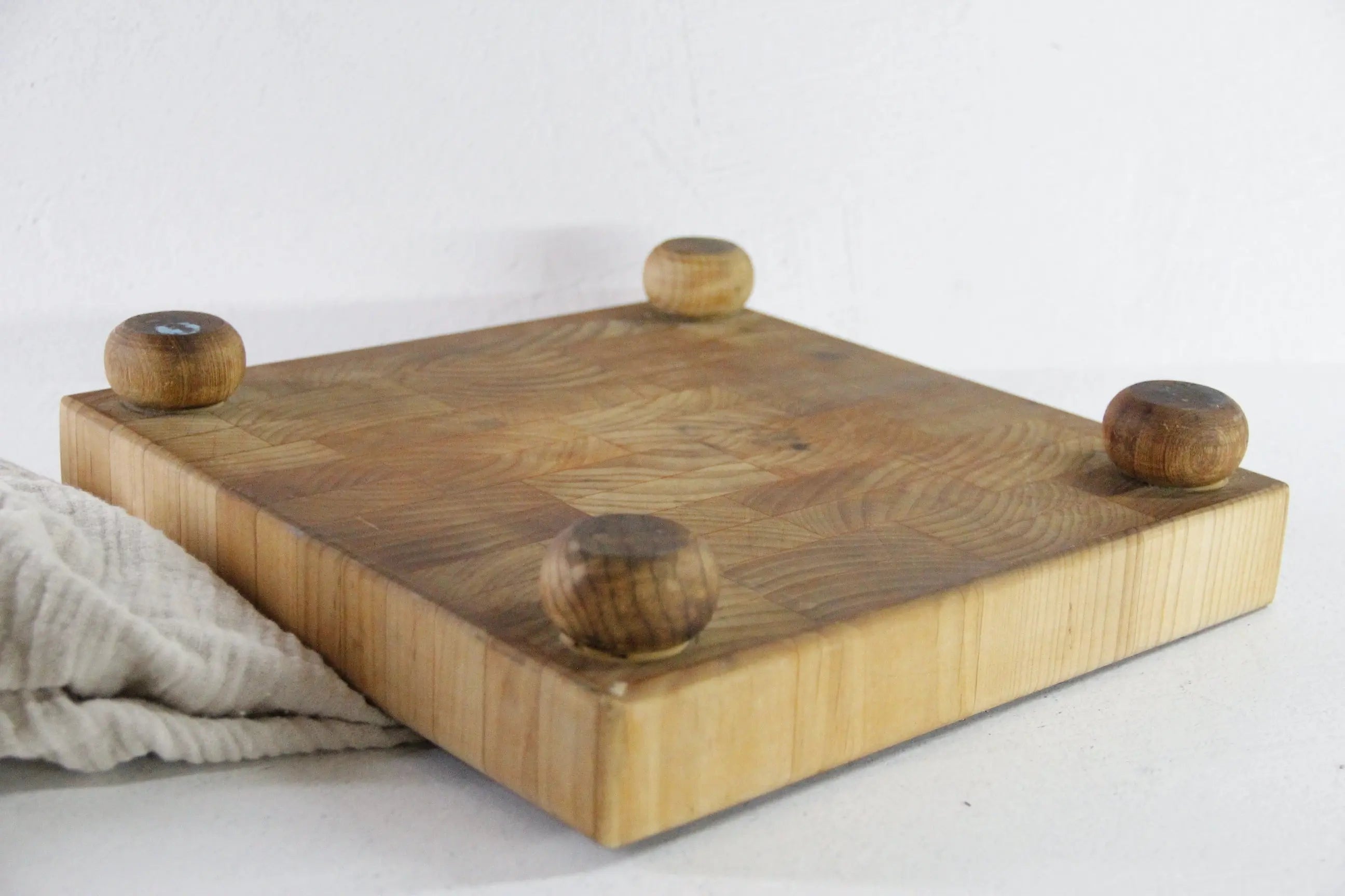 Vintage Butcher Block Cutting Board | Footed End Cut Teak  Debra Hall Lifestyle