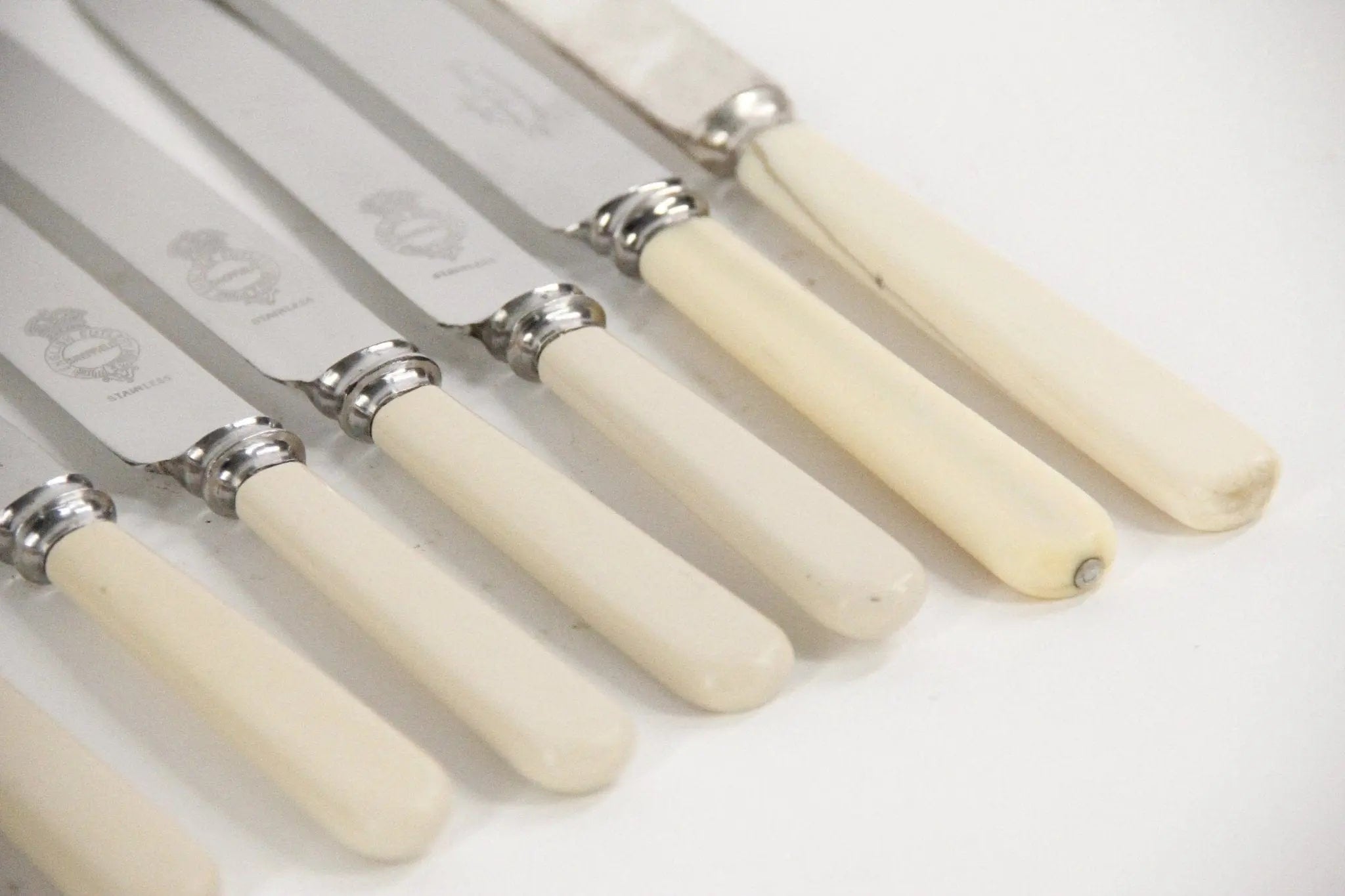 Vintage Celluloid Dinner Knives |  Flatware 8 Pc.  Debra Hall Lifestyle