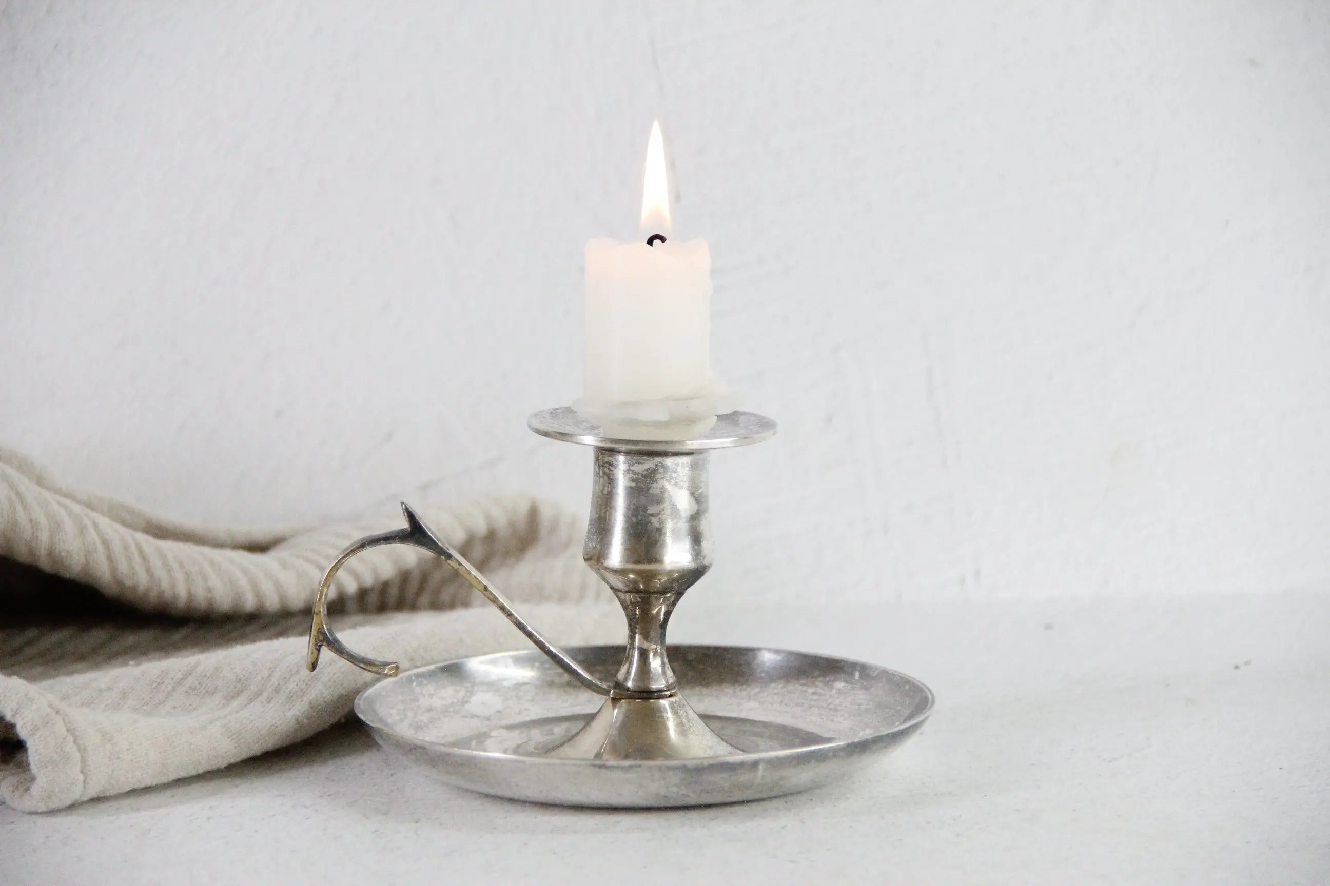 Vintage Chamberstick Candle Holder Silver Plated  Debra Hall Lifestyle