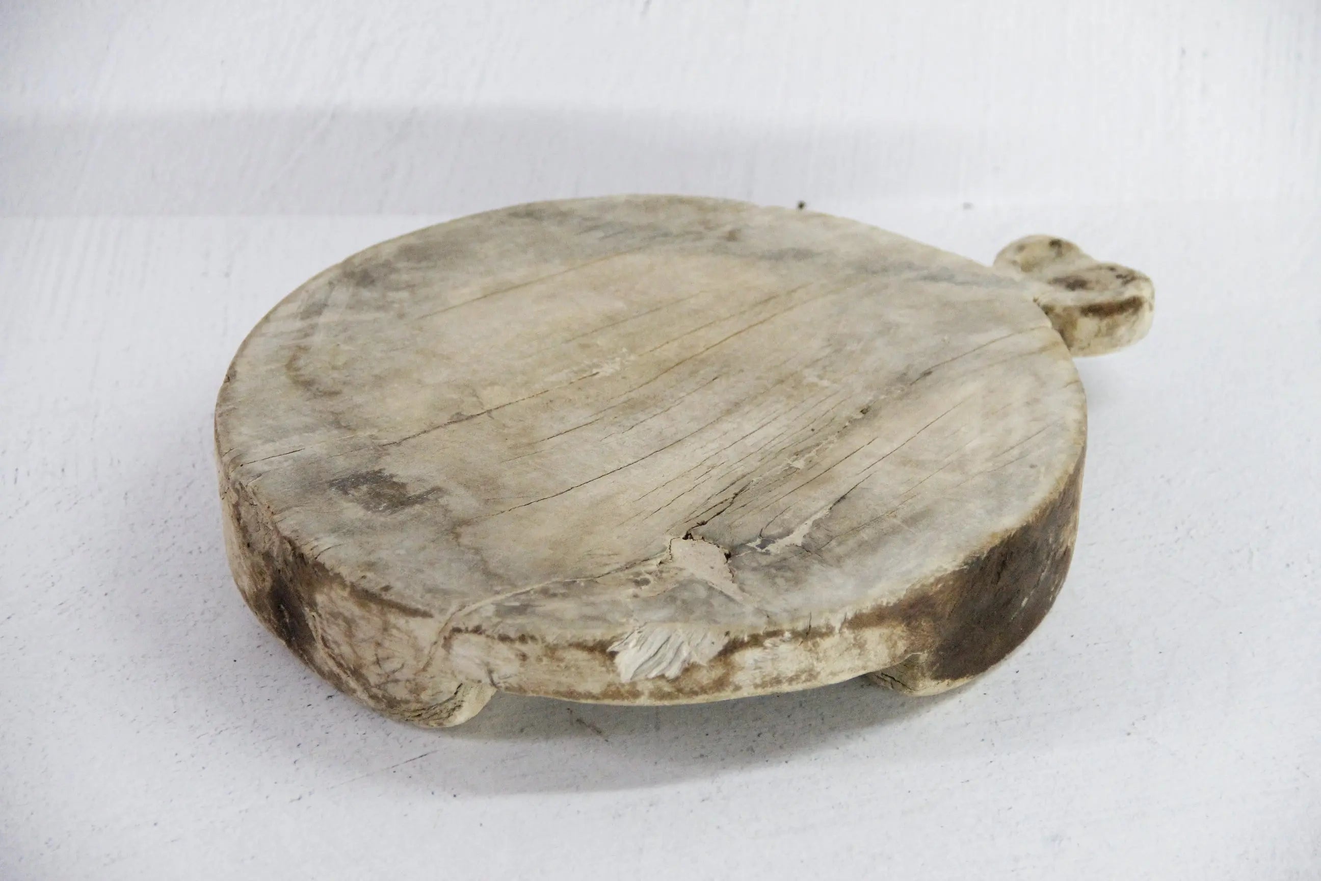 Vintage Chapati Board Wooden Round Riser Tray With Handle  Debra Hall Lifestyle