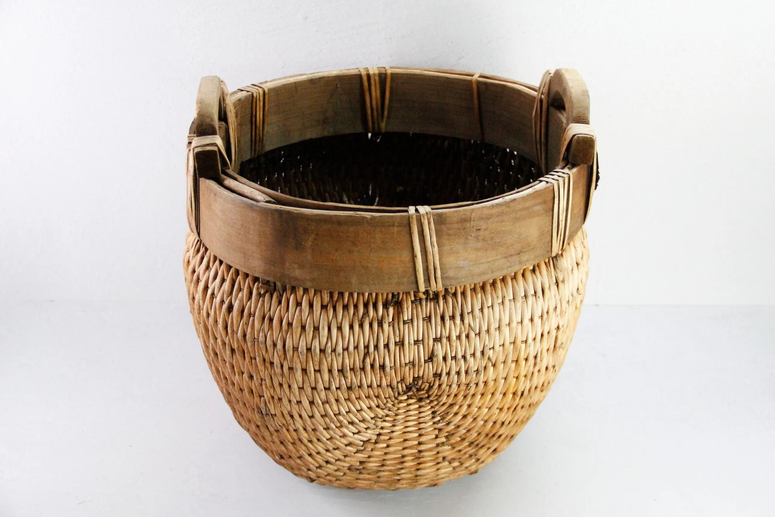 Vintage Chinese Basket | 16" Willow Grain Basket  Debra Hall Lifestyle