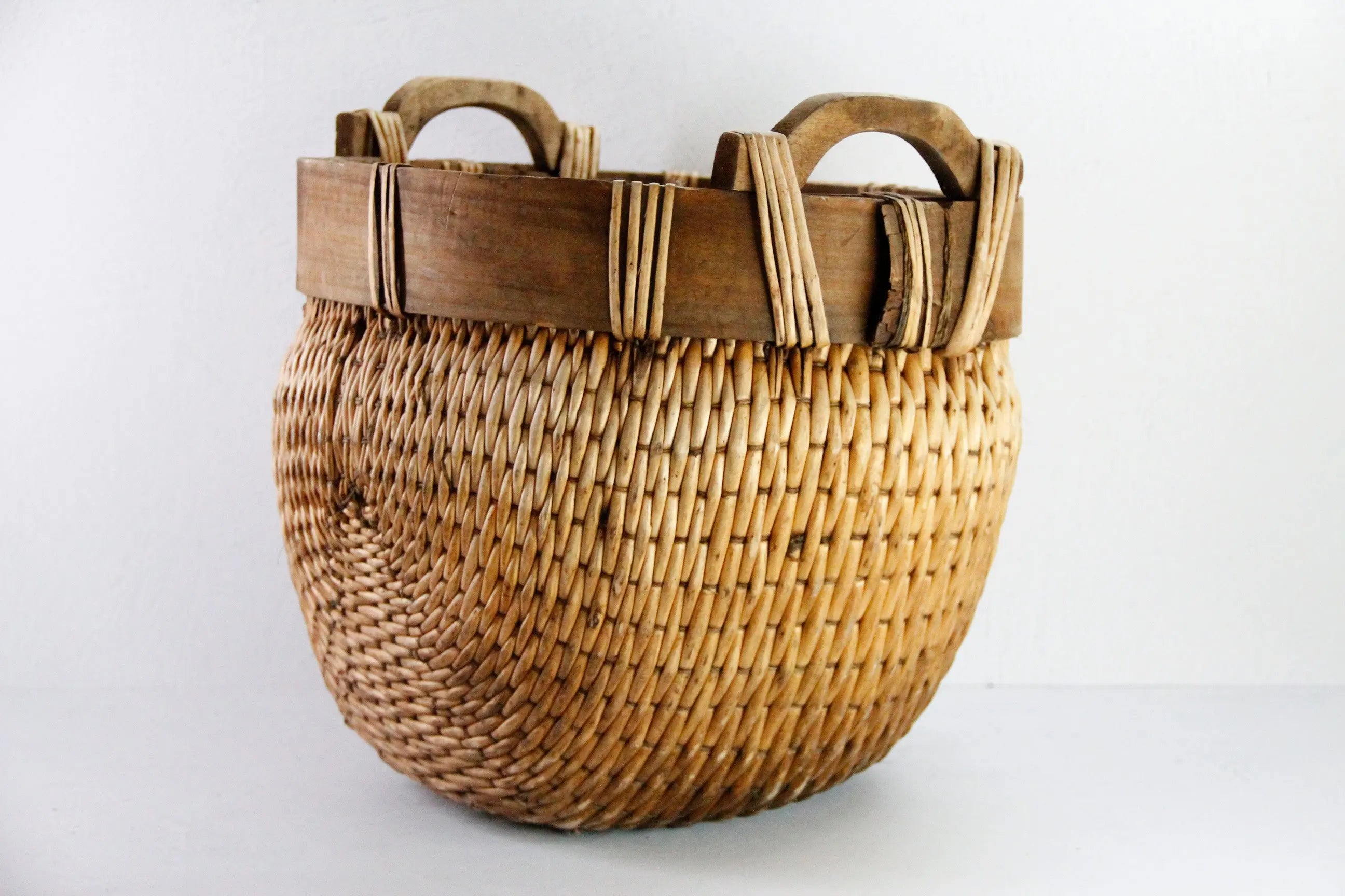 Vintage Chinese Basket | 16" Willow Grain Basket  Debra Hall Lifestyle
