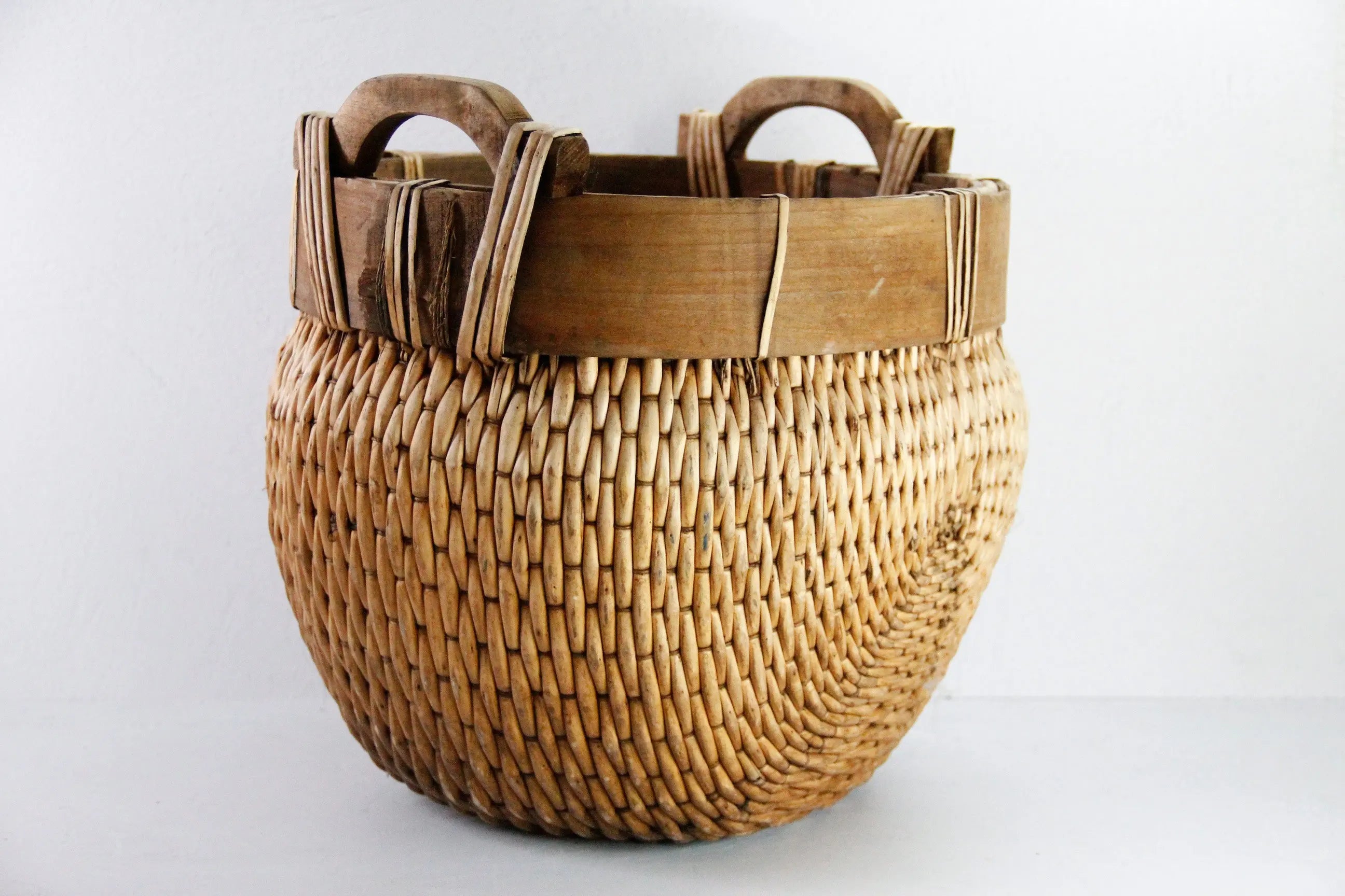 Vintage Chinese Basket | 16" Willow Grain Basket  Debra Hall Lifestyle