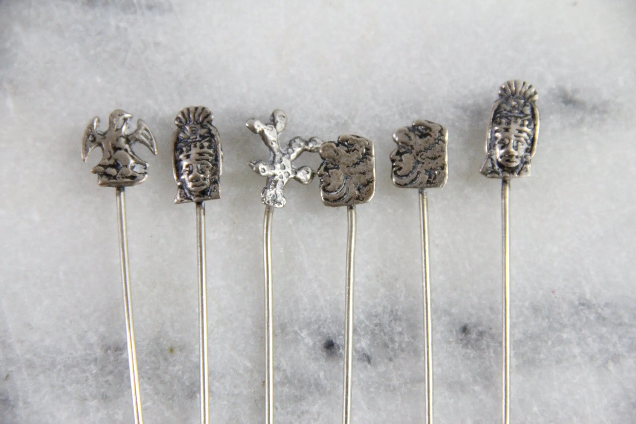 Vintage Cocktail Picks Silver 6 Pc | Hors D'oeuvre Stamped 825