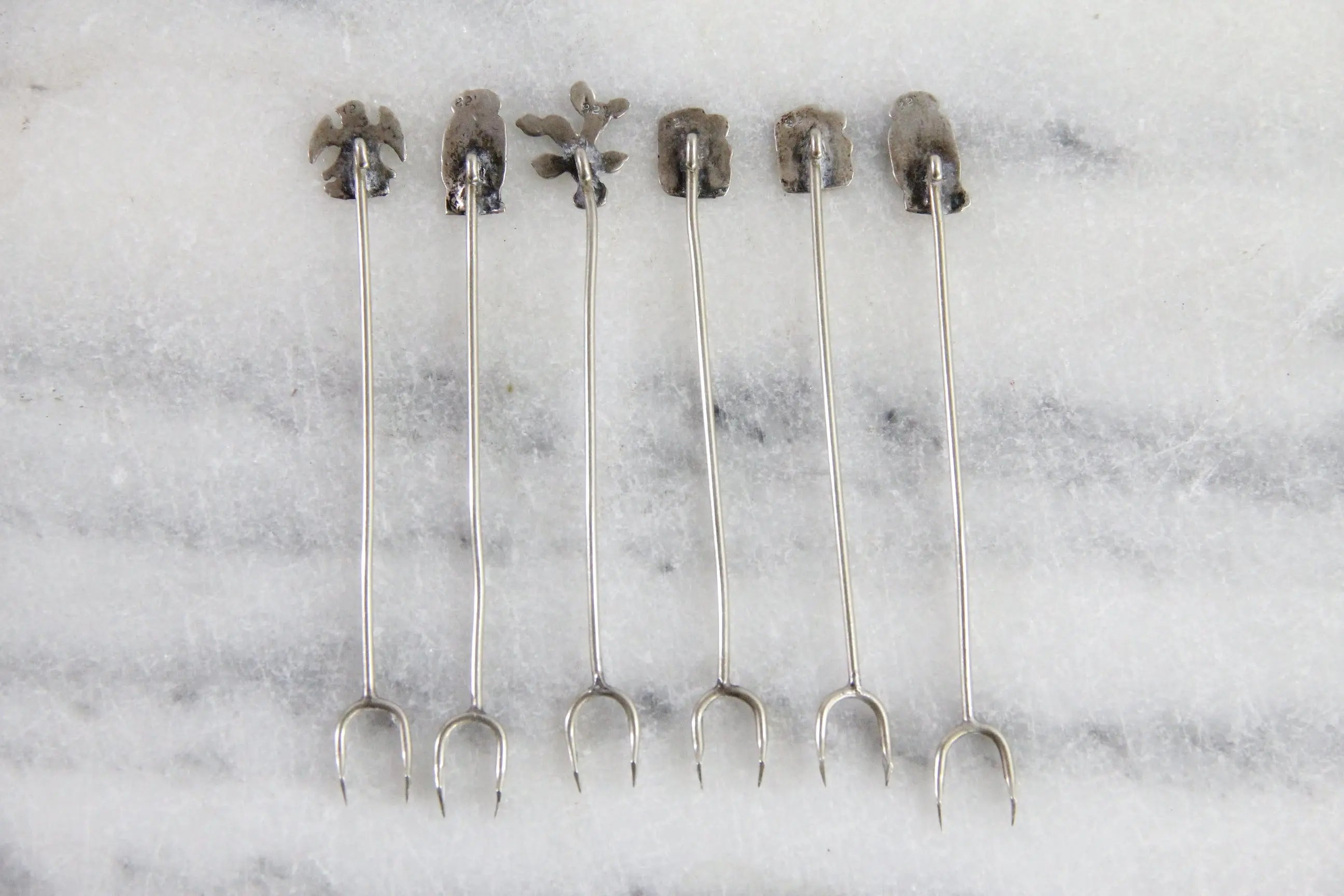 Vintage Cocktail Picks Silver 6 Pc | Hors D'oeuvre Stamped 825