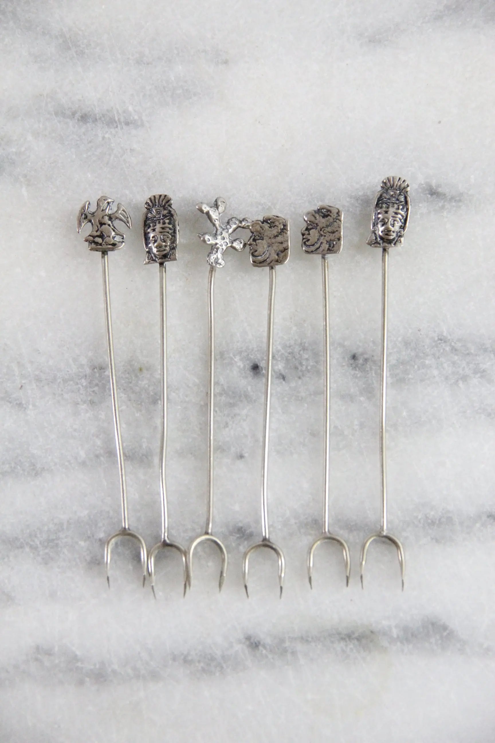 Vintage Cocktail Picks Silver 6 Pc | Hors D'oeuvre Stamped 825