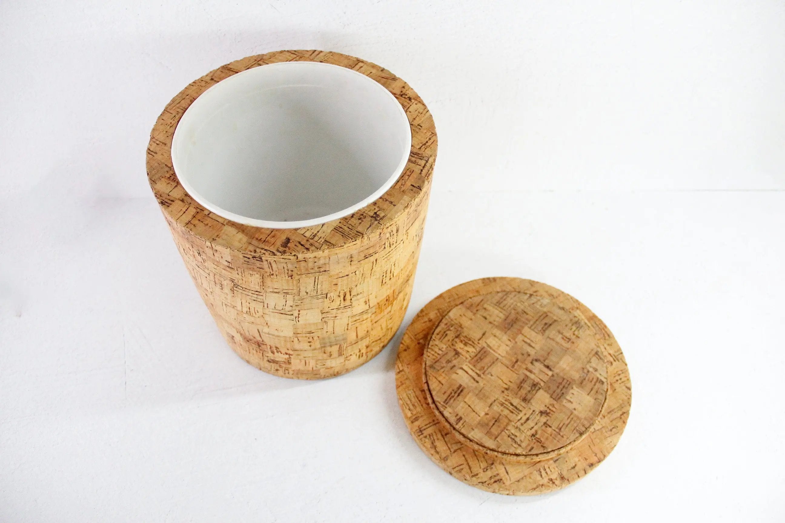 Vintage Cork Ice Bucket | Parquetry Midcentury Barware  Debra Hall Lifestyle