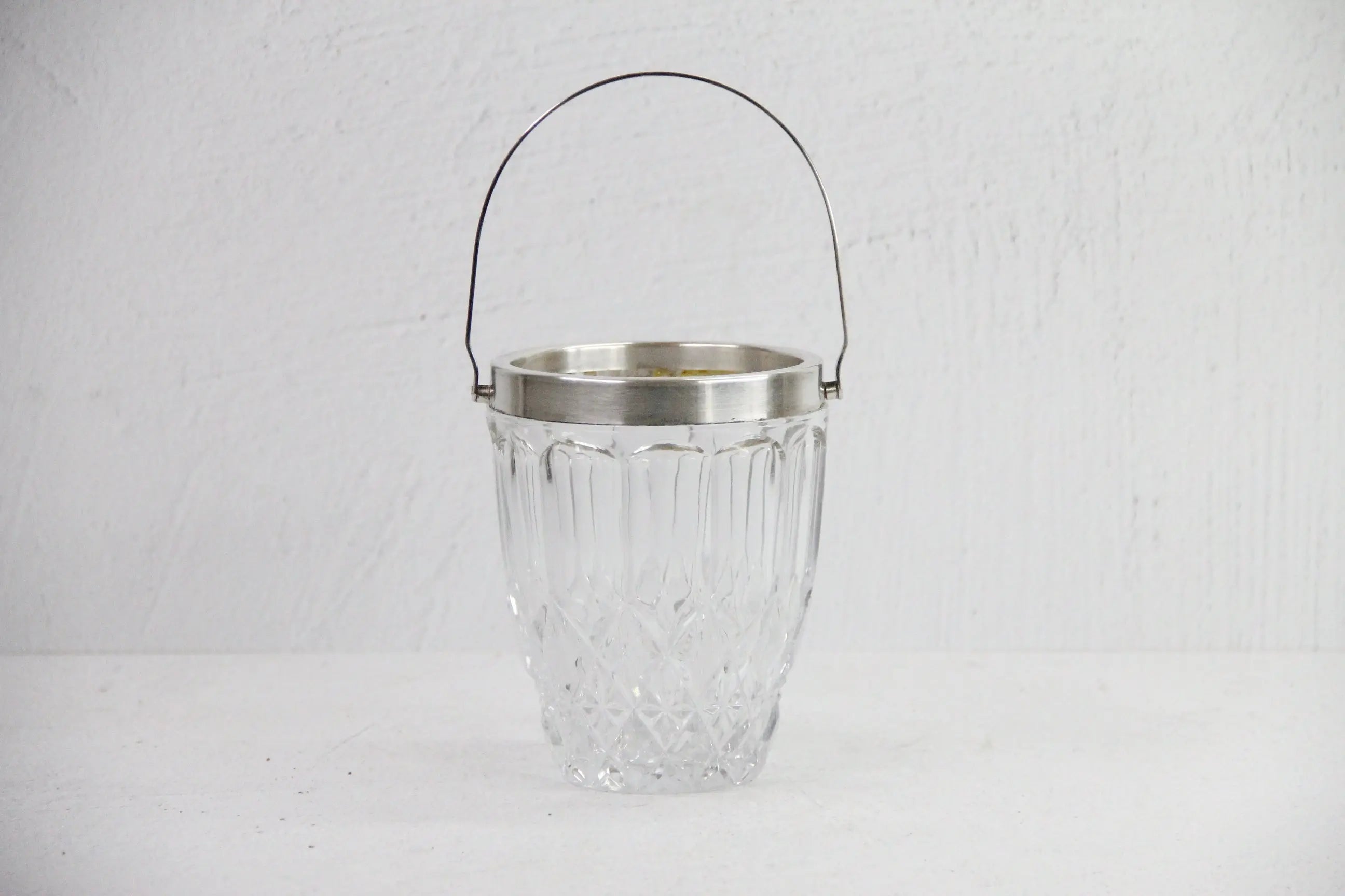 Vintage Crystal Ice Bucket | Silver Plated Handle 50s  Debra Hall Lifestyle