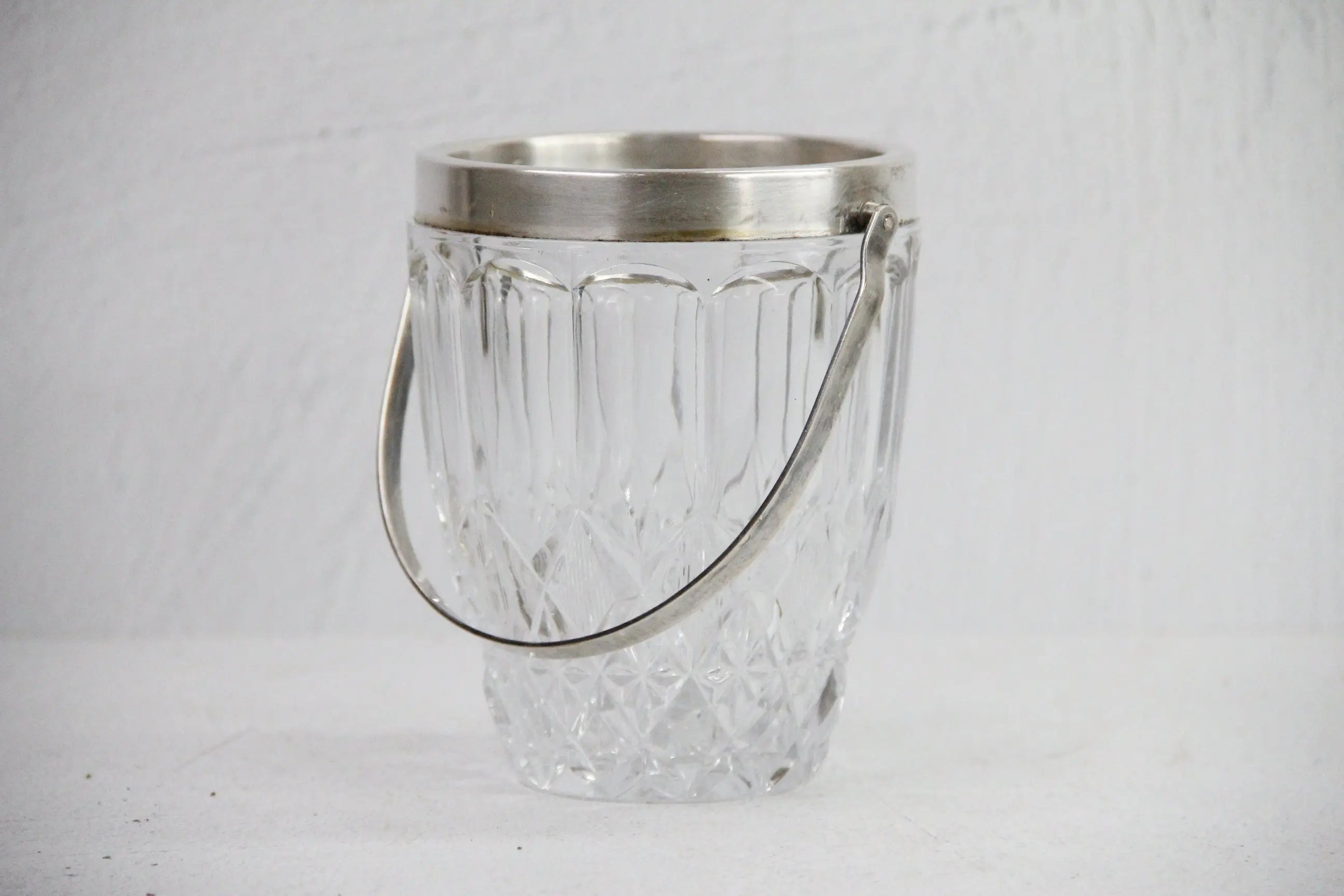 Vintage Crystal Ice Bucket | Silver Plated Handle 50s  Debra Hall Lifestyle