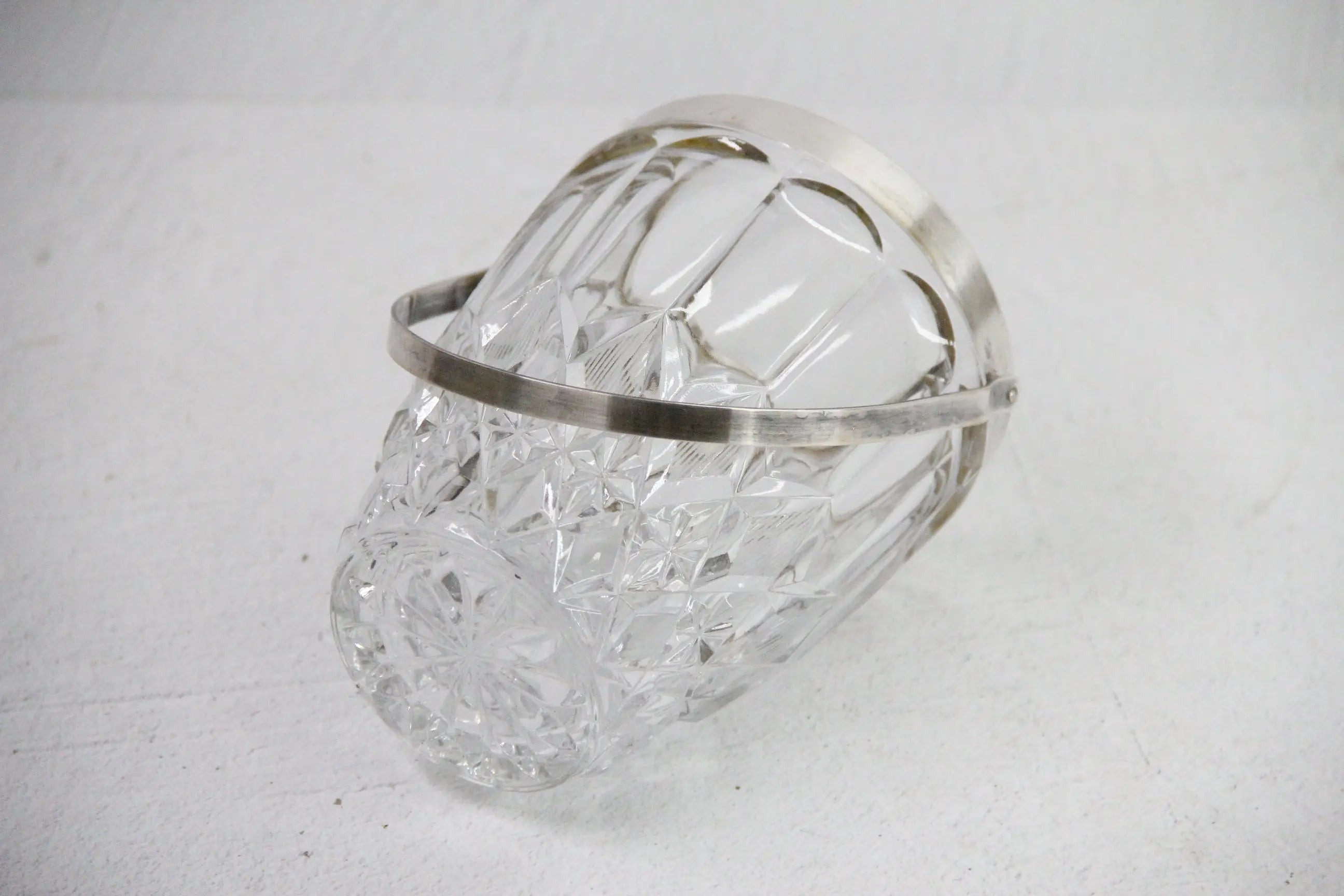 Vintage Crystal Ice Bucket | Silver Plated Handle 50s  Debra Hall Lifestyle
