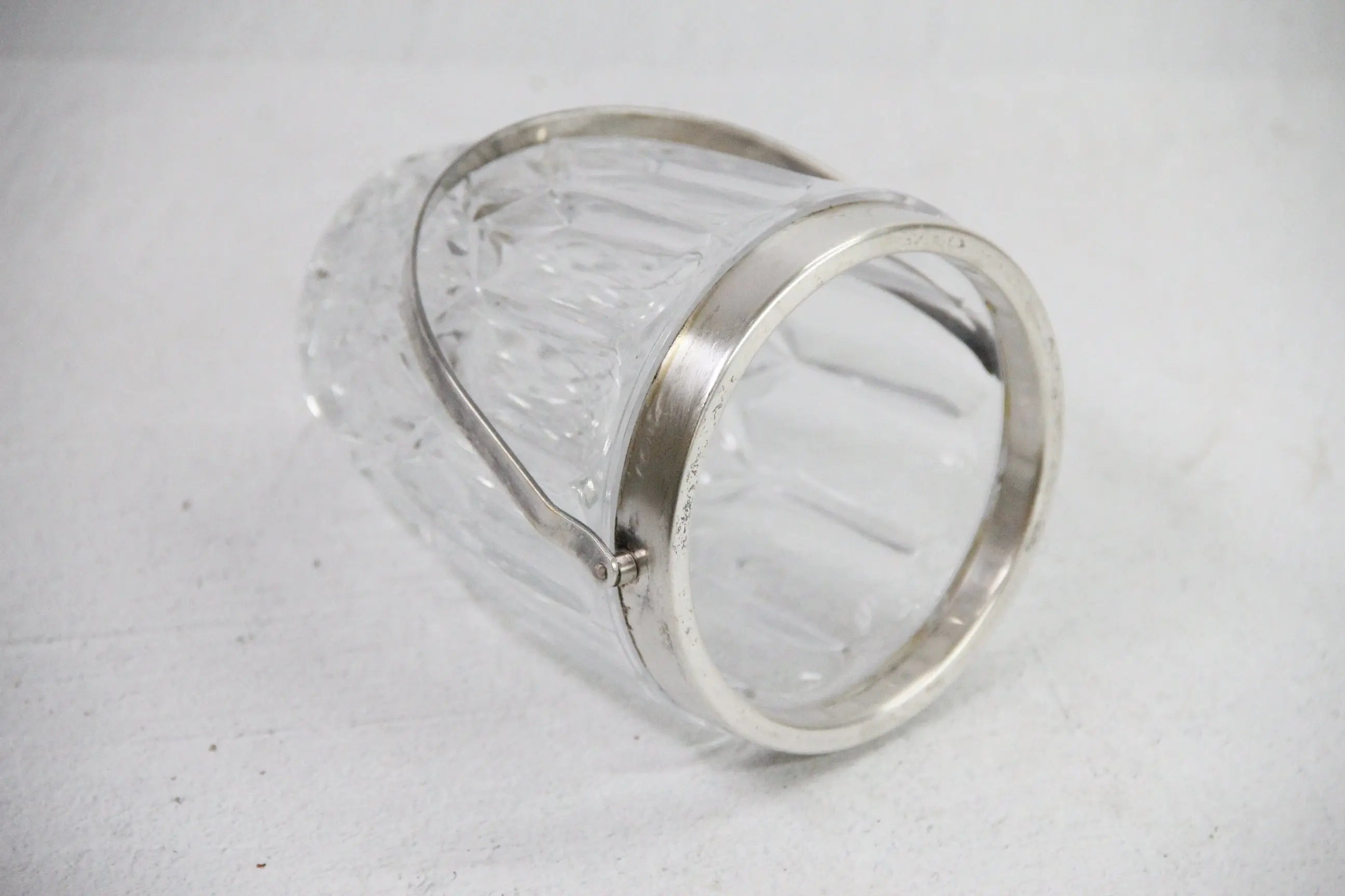 Vintage Crystal Ice Bucket | Silver Plated Handle 50s  Debra Hall Lifestyle
