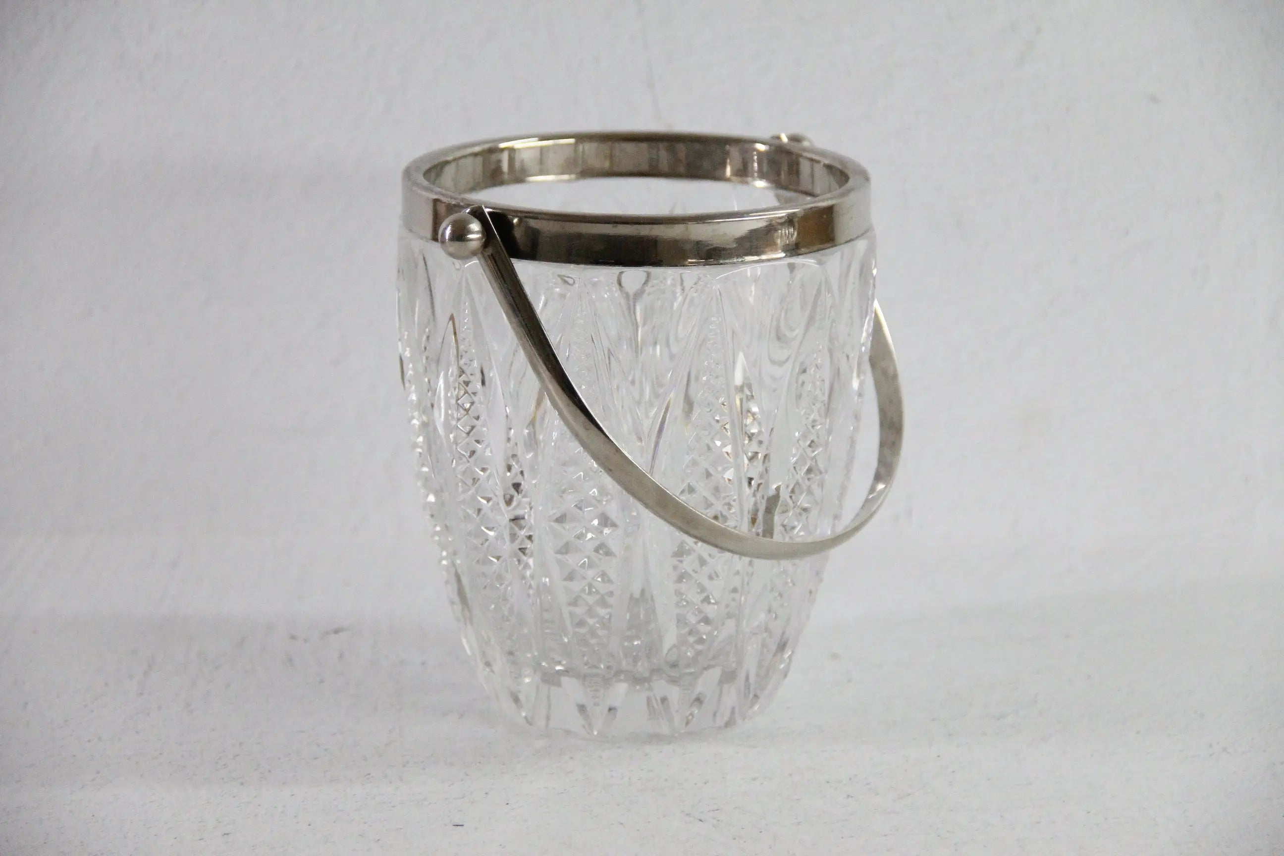 Vintage Crystal Ice Bucket with Silver Handle | 60s French Art Deco Style  Debra Hall Lifestyle