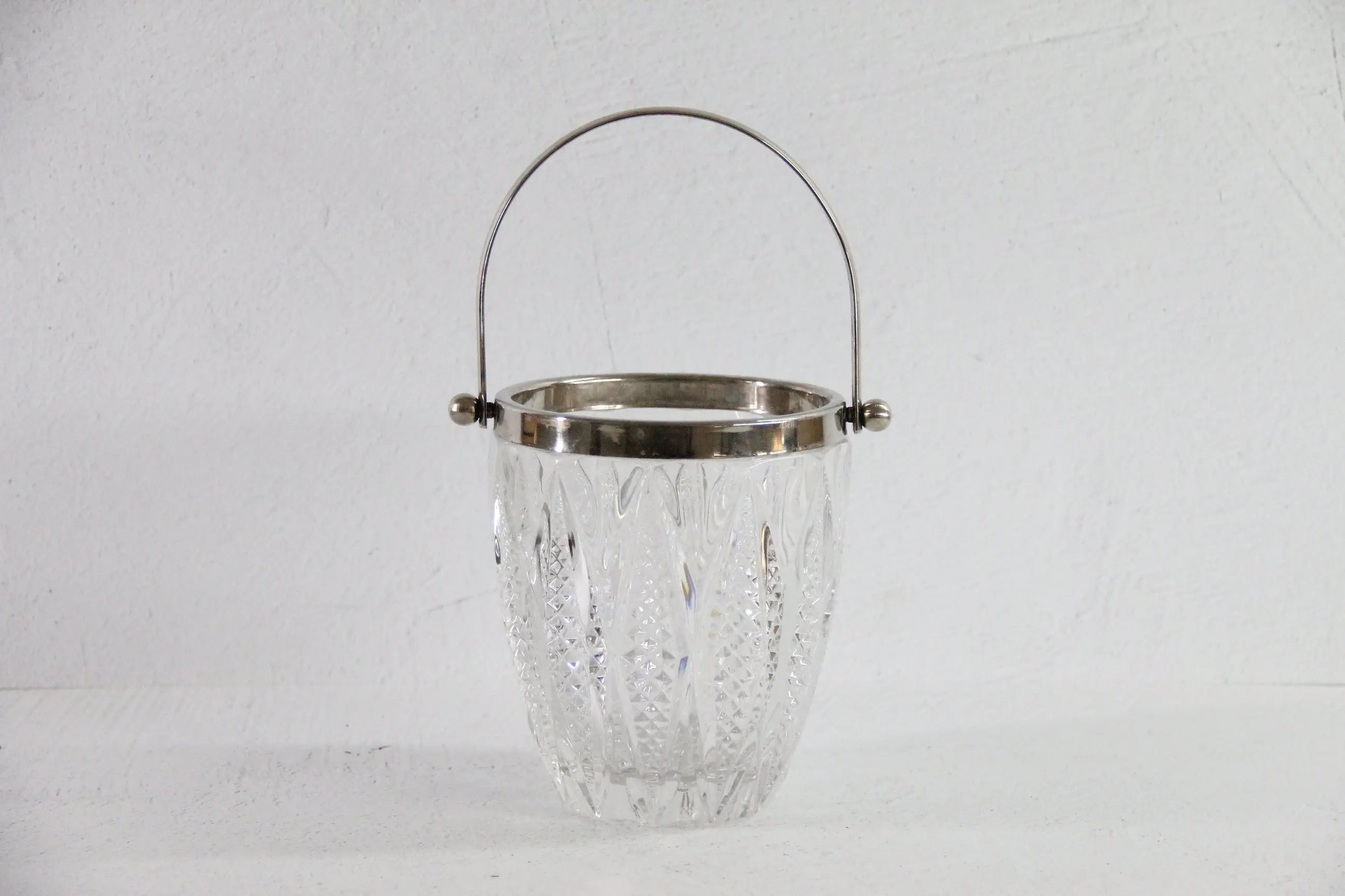 Vintage Crystal Ice Bucket with Silver Handle | 60s French Art Deco Style  Debra Hall Lifestyle