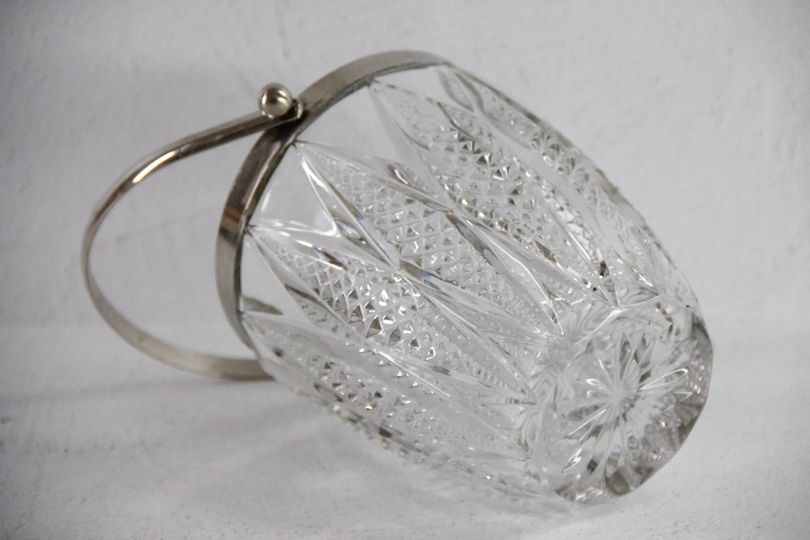 Vintage Crystal Ice Bucket with Silver Handle | 60s French Art Deco Style  Debra Hall Lifestyle