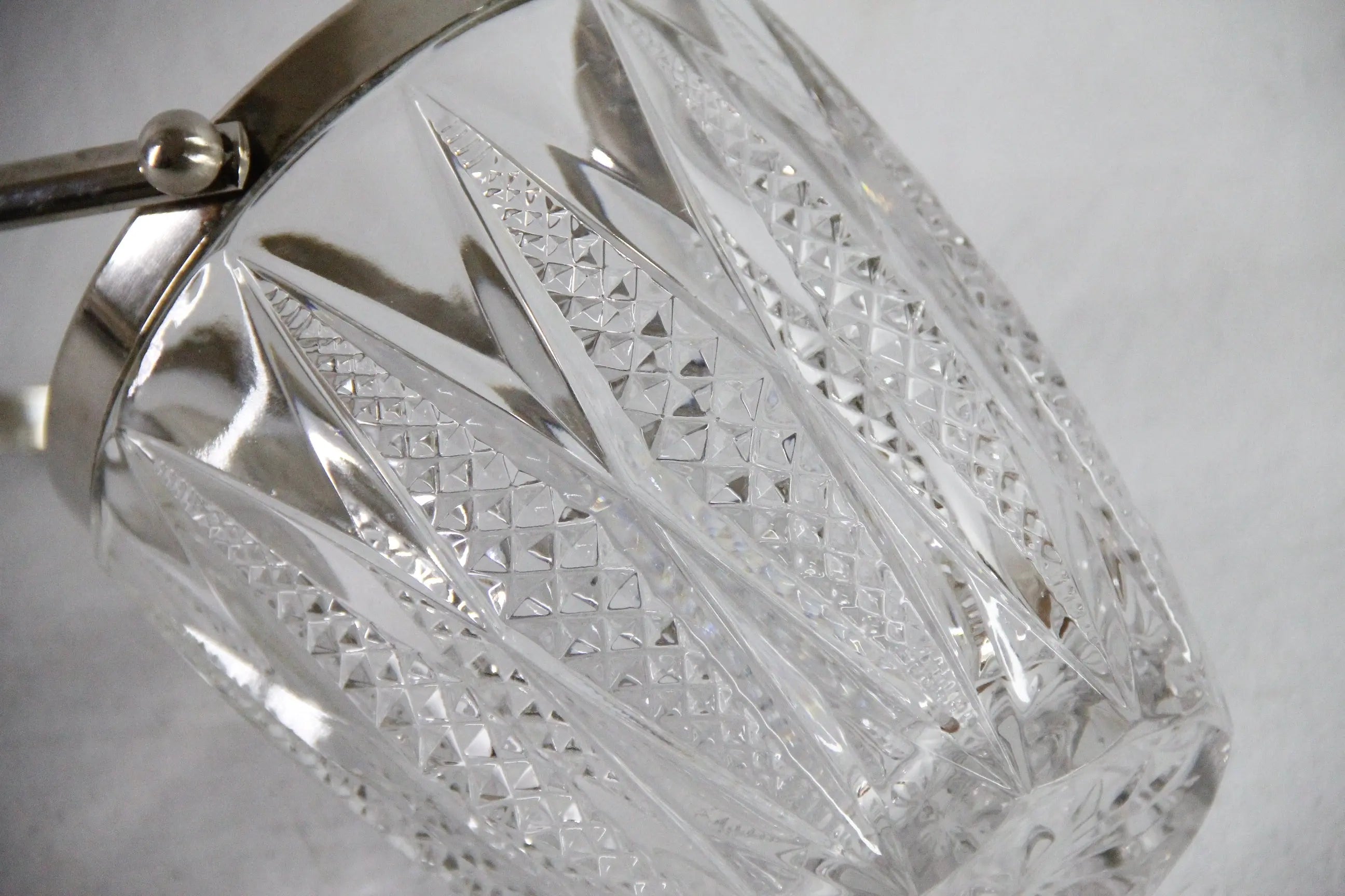 Vintage Crystal Ice Bucket with Silver Handle | 60s French Art Deco Style  Debra Hall Lifestyle
