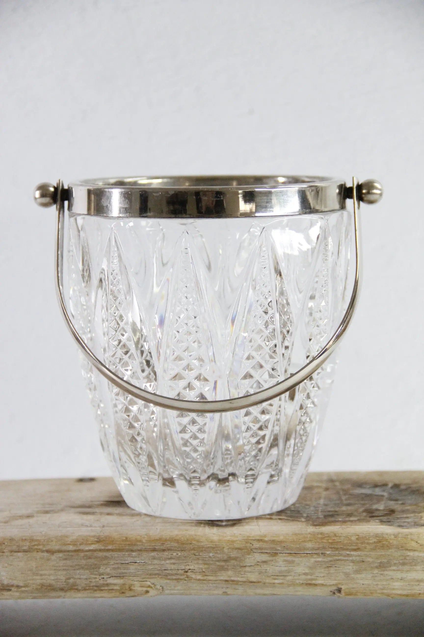Vintage Crystal Ice Bucket with Silver Handle | 60s French Art Deco Style  Debra Hall Lifestyle