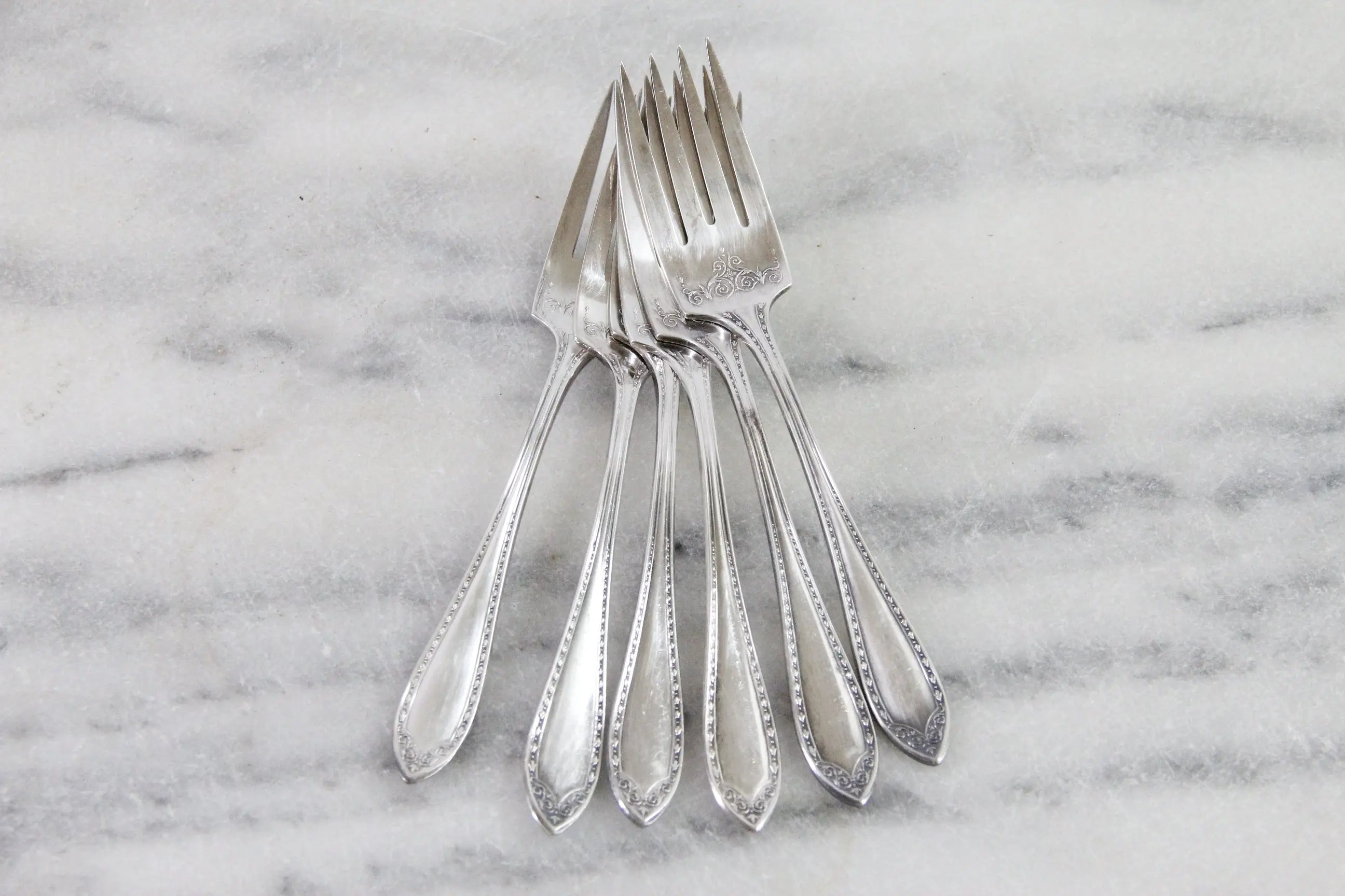 Vintage Dessert Forks Silverplate | Set of 6 Sheraton Pattern 1910