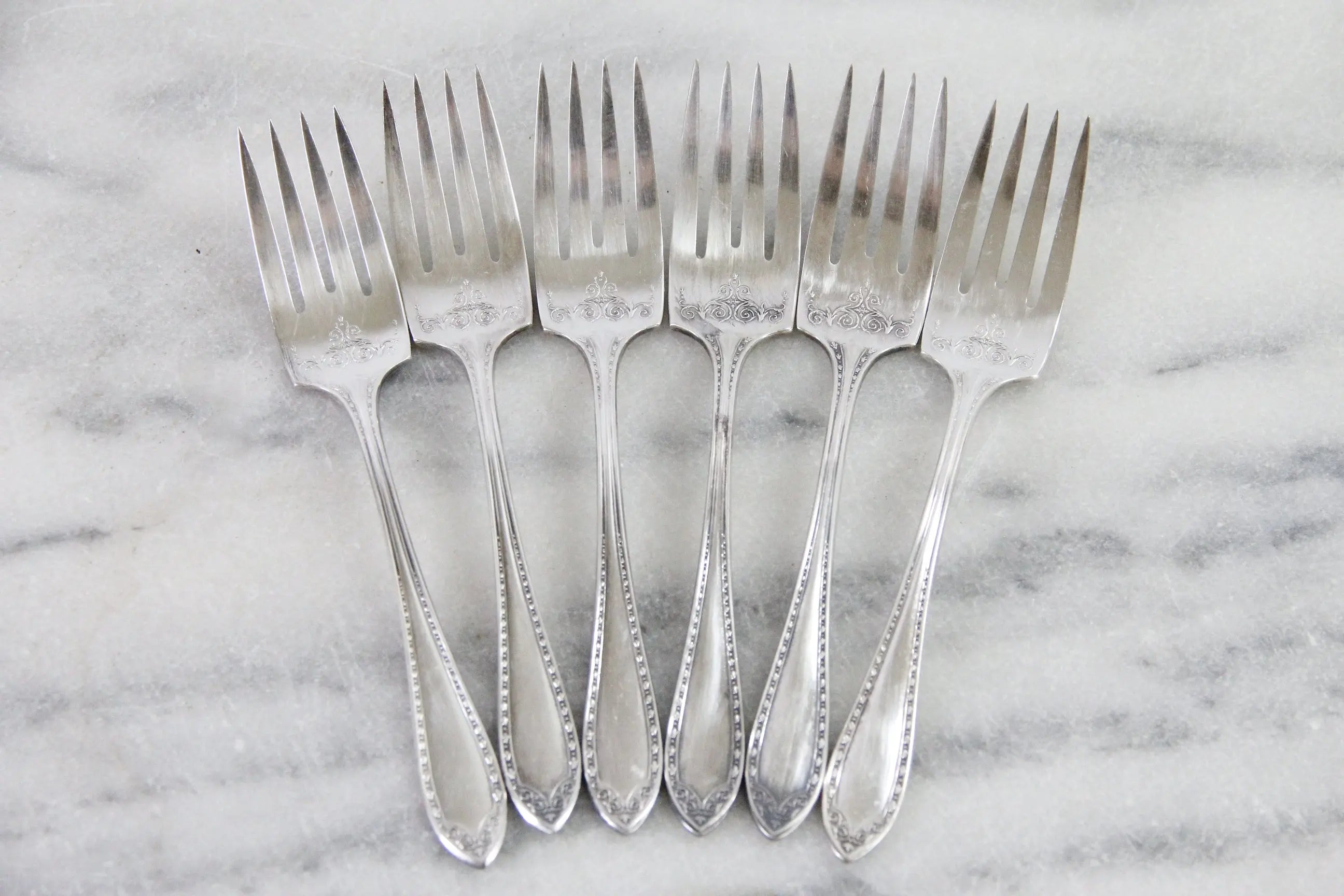 Vintage Dessert Forks Silverplate | Set of 6 Sheraton Pattern 1910