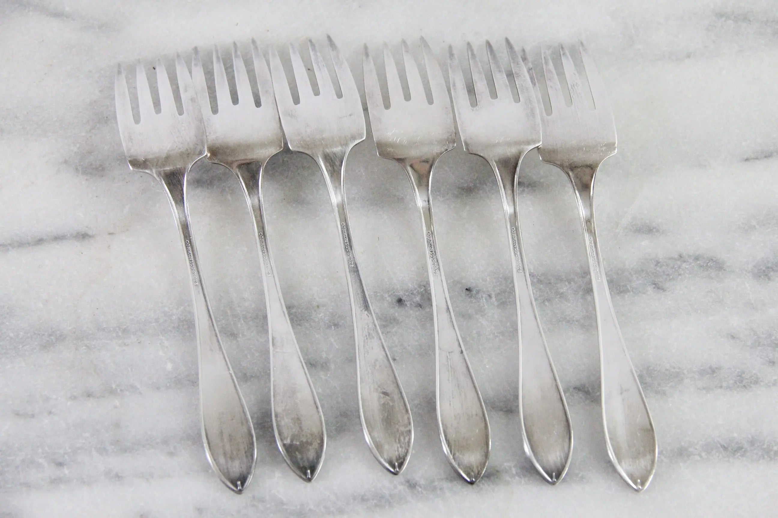 Vintage Dessert Forks Silverplate | Set of 6 Sheraton Pattern 1910