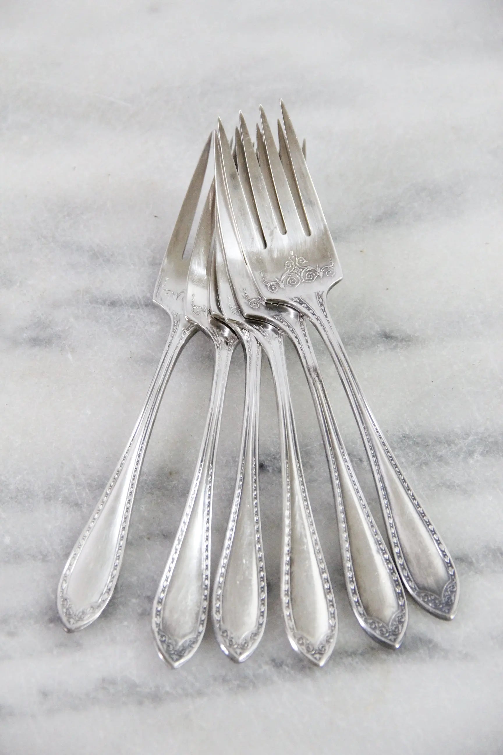 Vintage Dessert Forks Silverplate | Set of 6 Sheraton Pattern 1910