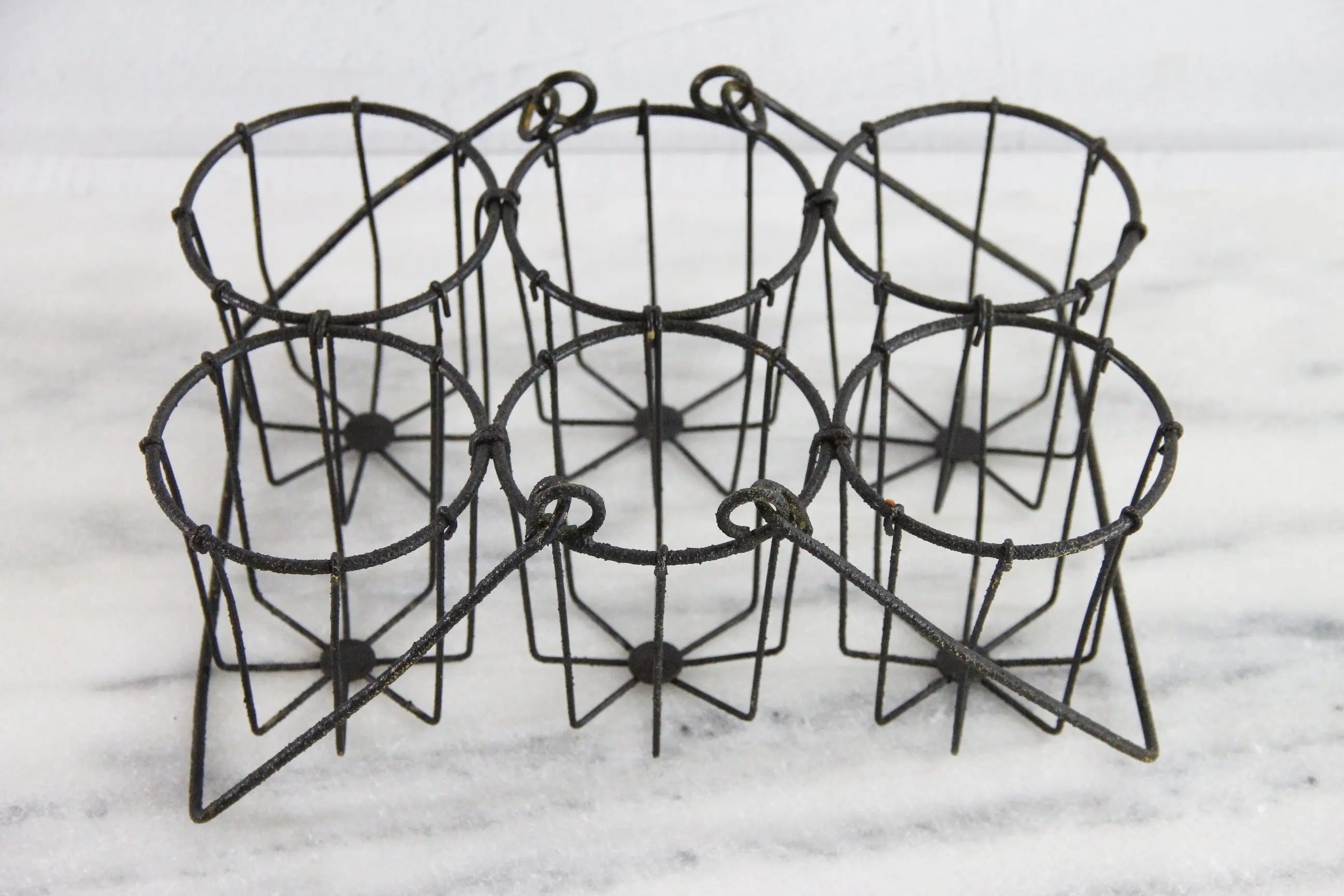 Vintage Drinking Glass Caddy with Glasses | Metal Carrier